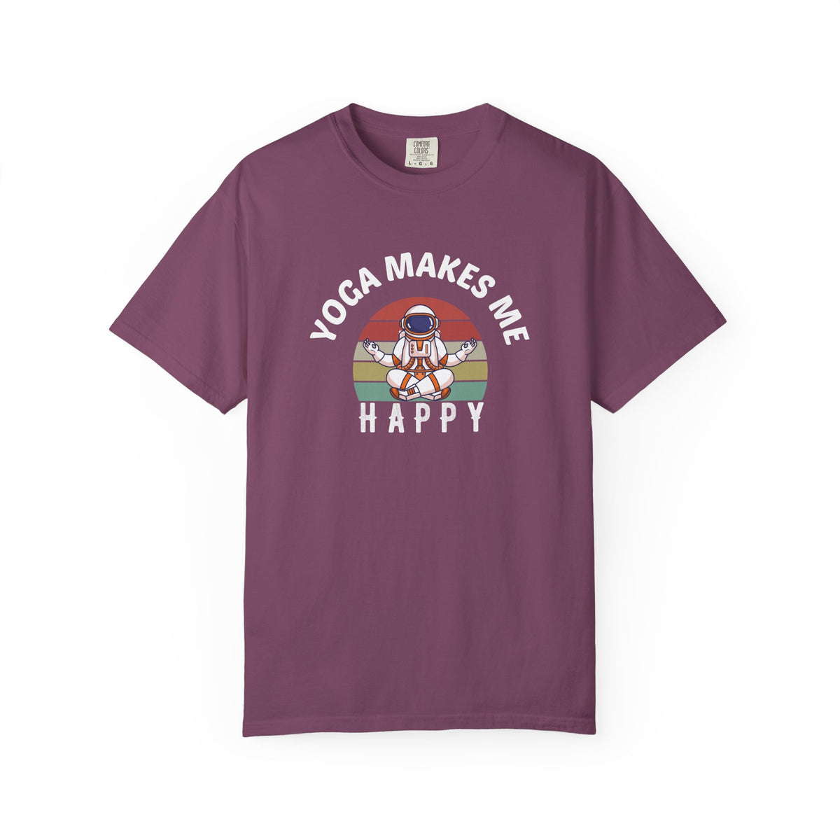 Yoga Makes Me Happy Retro Astronaut Unisex Comfort Colors Garment-Dyed Heavyweight 100 Cotton Art Design T-Shirt w189