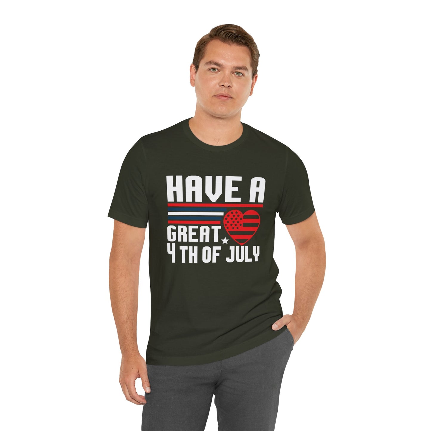 4th of July American Flag Graphic Unisex Cotton T-Shirt 020