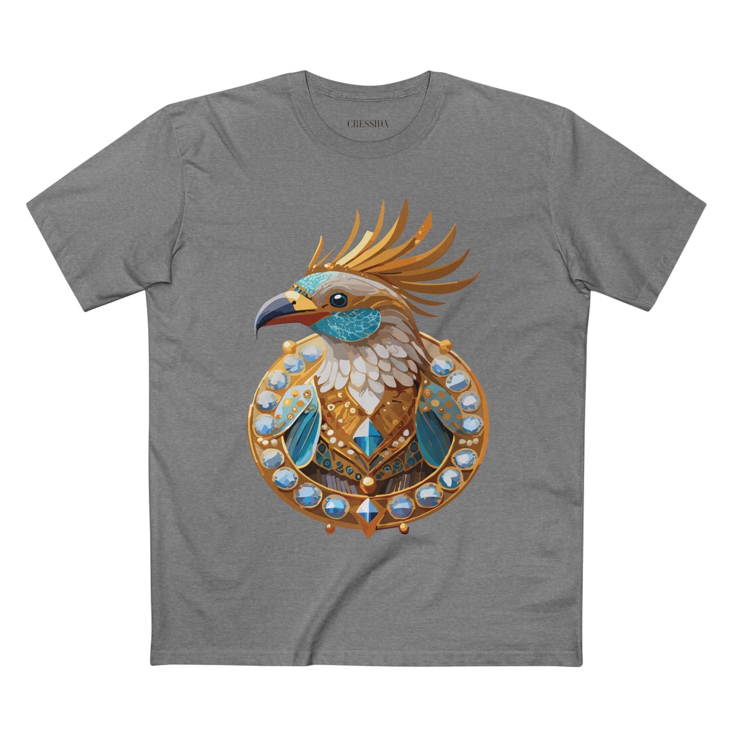 Bird Graphic Unisex 100 Cotton Tee With Unique Animal Golden Medallion Art Design 23