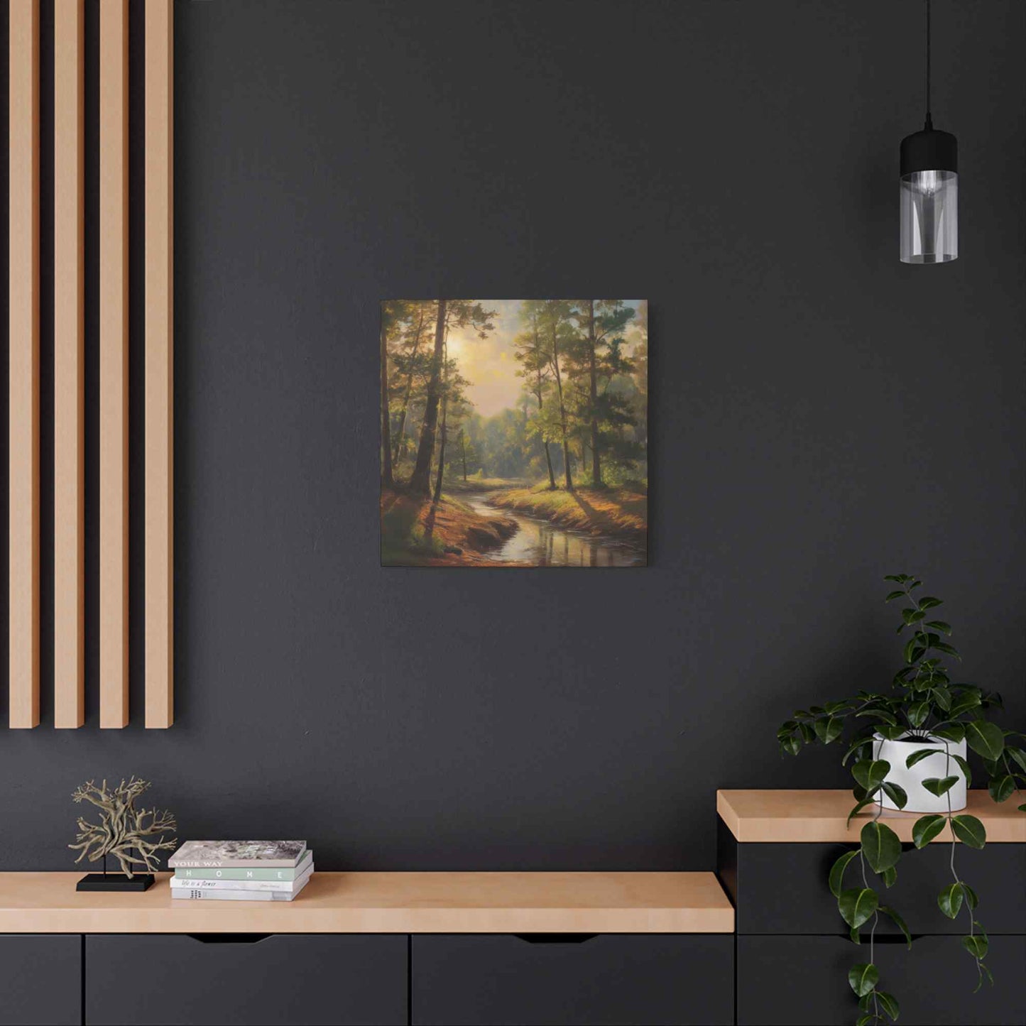 Forest Print Canvas, Trees Oil Paint Print 20x20, 24x24, 30x30, 32x32, 36x36 Art Design Print Pine-Wood Inner Frame MC-71