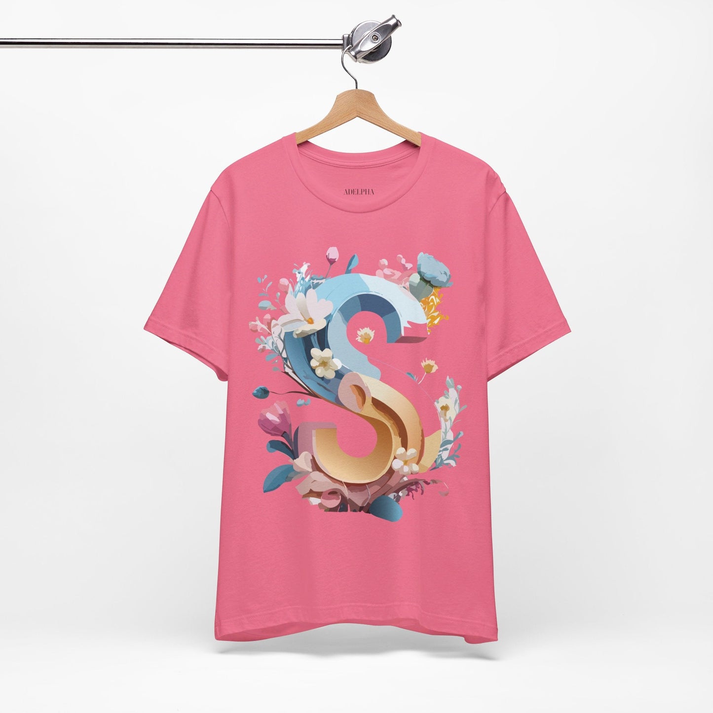 Letter S Shirt Graphic Tee Unisex Short Sleeve Vintage Inspired Adelpha Art Design