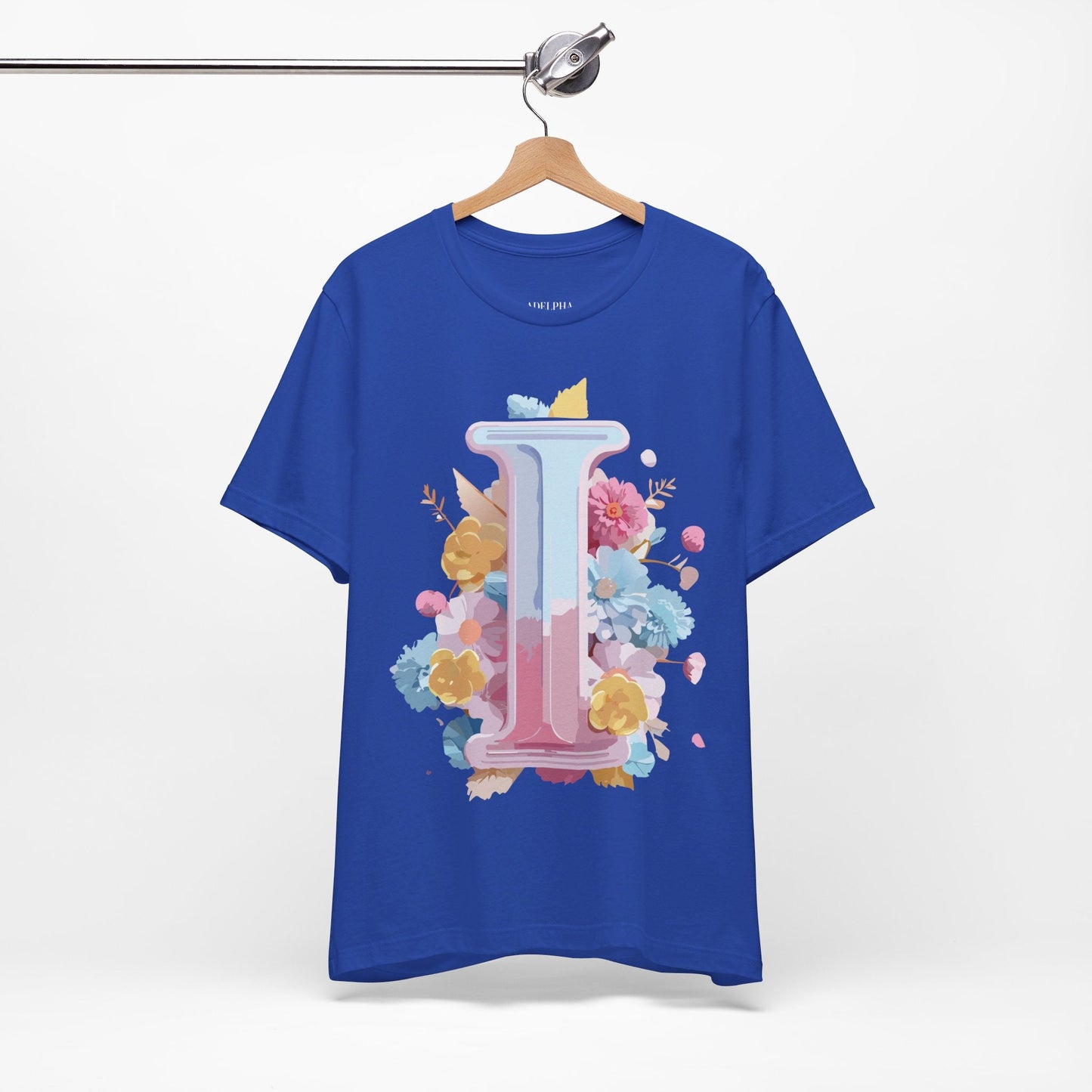 Letter I Shirt Unisex Graphic Tee Vintage Inspired Adelpha Art Design Short Sleeve