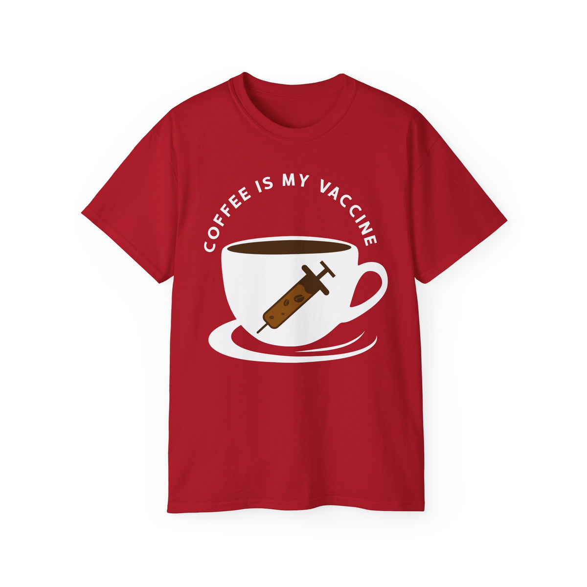 Coffee Is My Vaccine Tee | Coffee Cup with Syringe Graphic