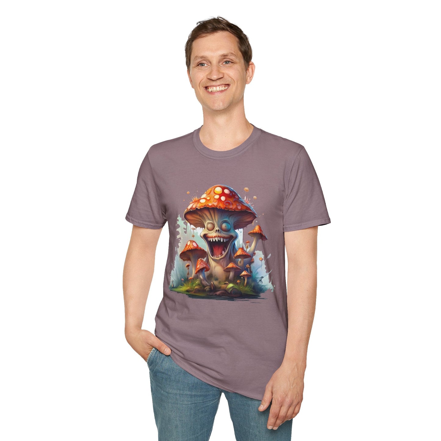 Funny Mashroom Graphic Unisex Softstyle Cotton With Cartoon Illustration Design 7
