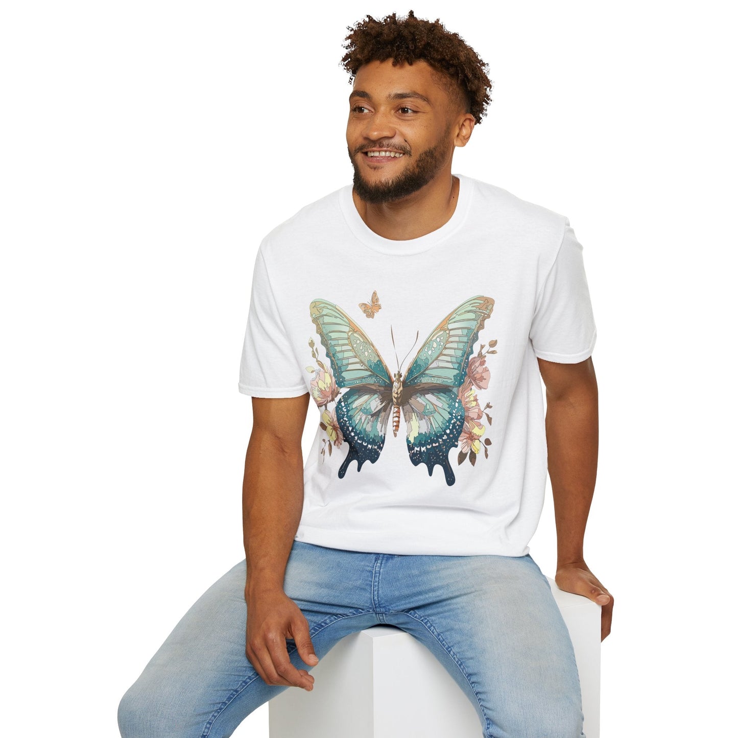 Butterfly Print Unisex T Shirt Monarch Design Softstyle 64000 Gildan Cotton Tee Quality
