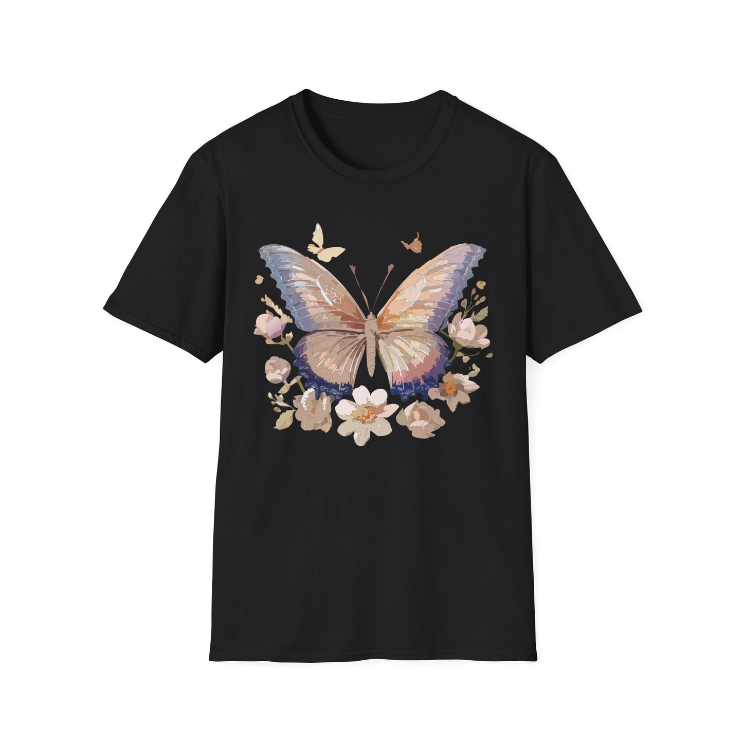 Butterfly T Shirt Unisex Softstyle Monarch Design 100 Percent Cotton Tee For Everyday Comfort