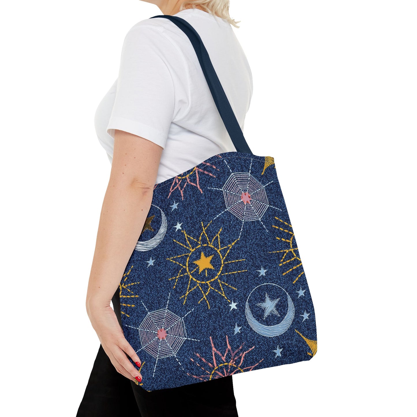Denim Fabric Imitation Print Unisex Canvas Bag Poly Spun 3 Sizes Tote Bag 183-7