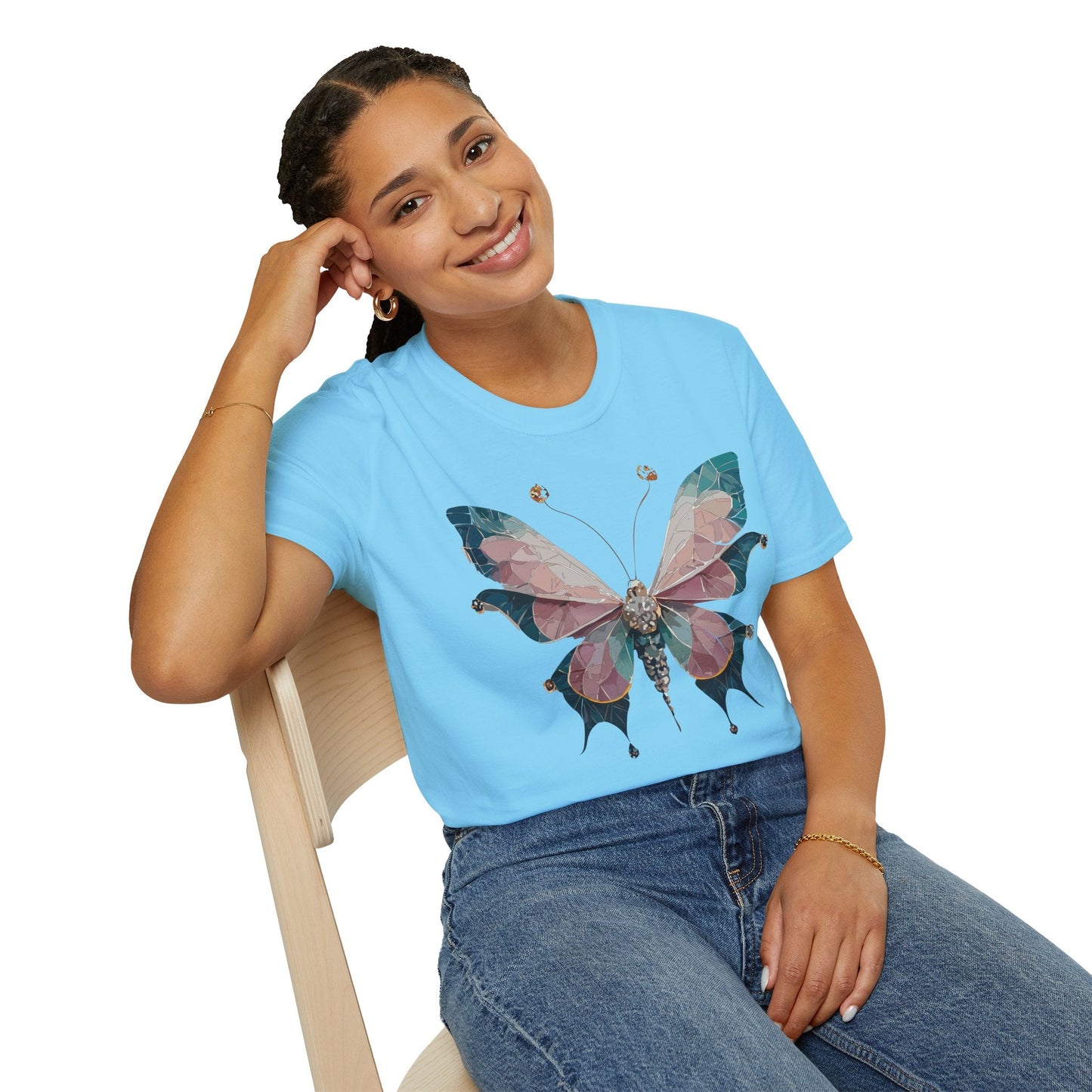 Butterfly Shirt Unisex T Shirt Monarch Print Gildan Softstyle 64000 100 Percent Ring Spun Cotton