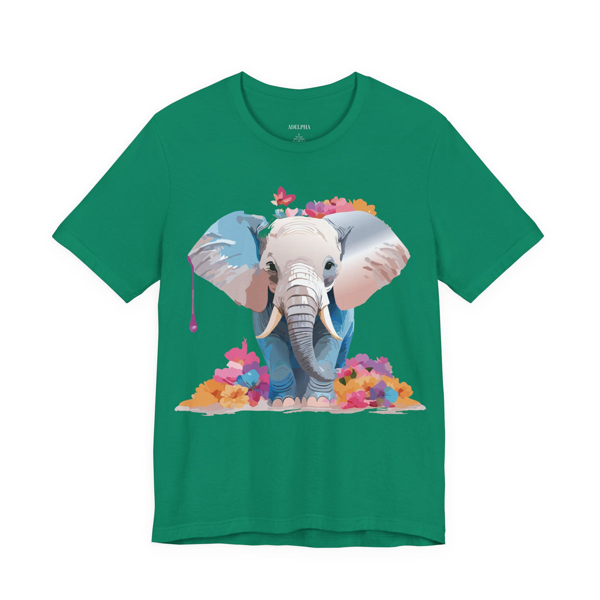 Elephant Graphic Unisex Cotton Bella+Canvas Tee with Art Animal Design e128