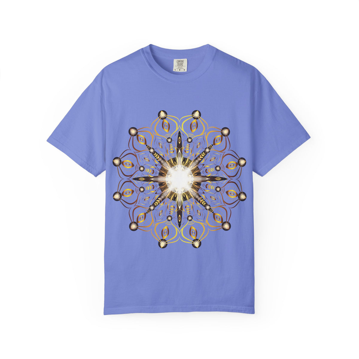 Unisex Garment Dyed Cotton T-Shirt with Mandala Graphic Design