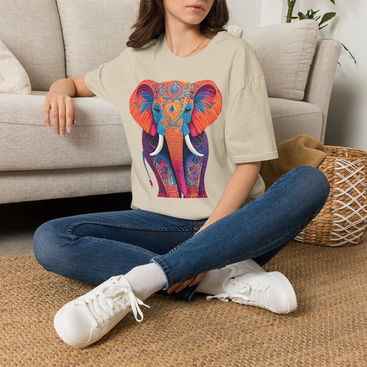 Colorful Mandala Elephant T-Shirt | Boho Animal Graphic Tee
