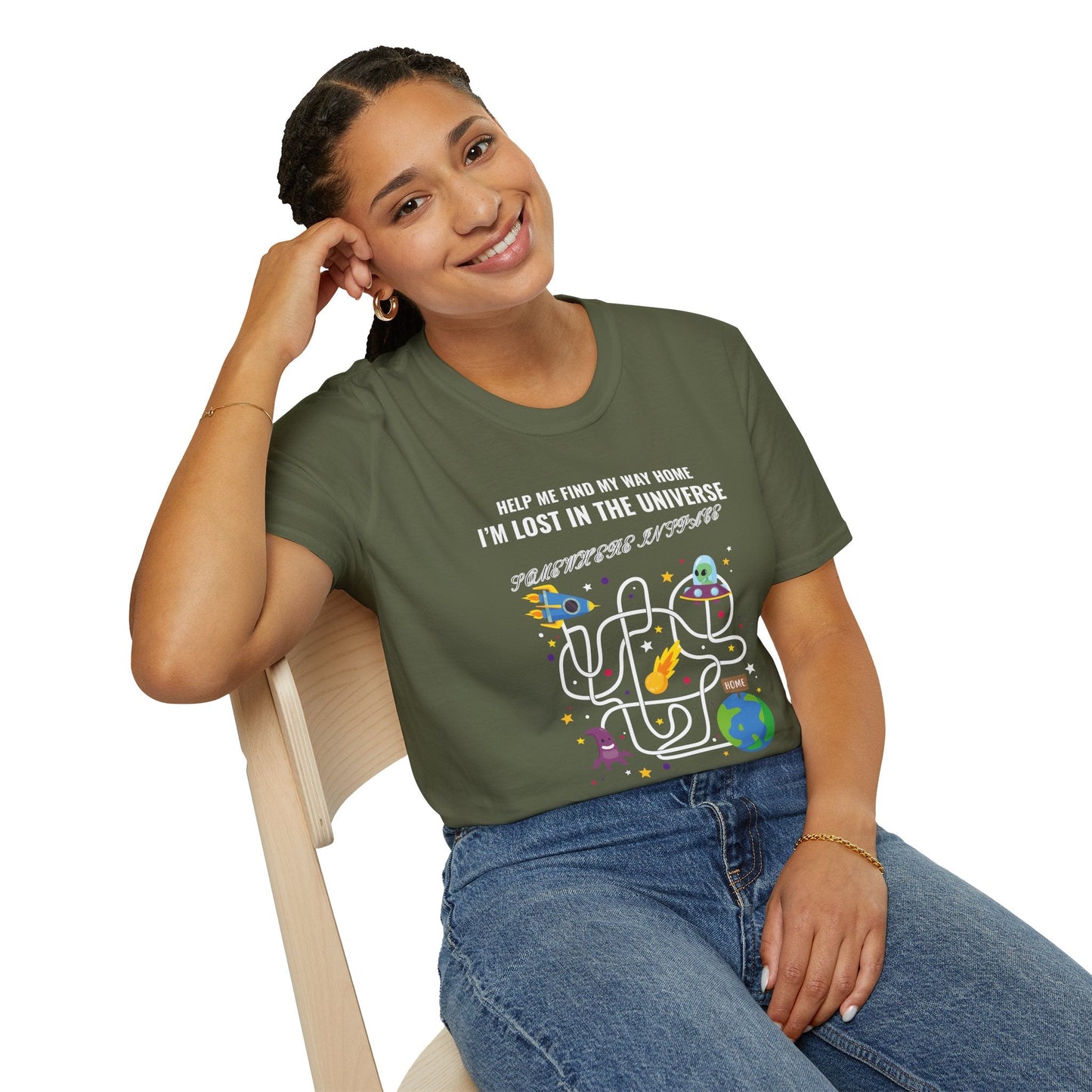 Lost in the Universe Maze TShirt Unisex Cotton Funny Space Puzzle Tee