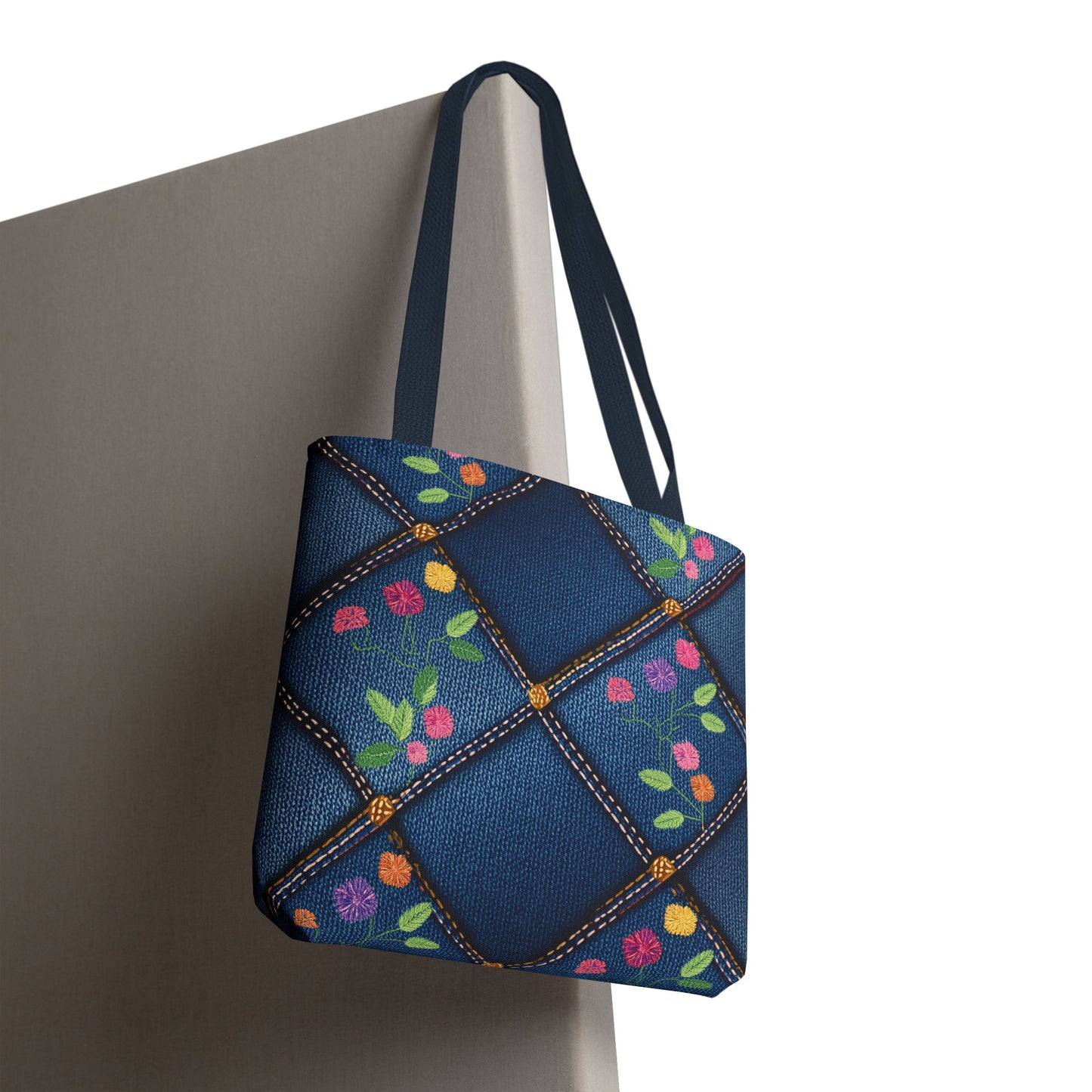 Denim Fabric Imitation Print Unisex Canvas Bag Poly Spun 3 Sizes Tote Bag 124