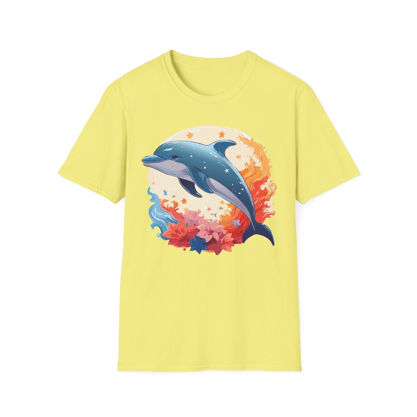 Dolphin T Shirt Unisex Softstyle Gildan 64000 100 Percent Ring Spun Cotton Animal Fish Tee