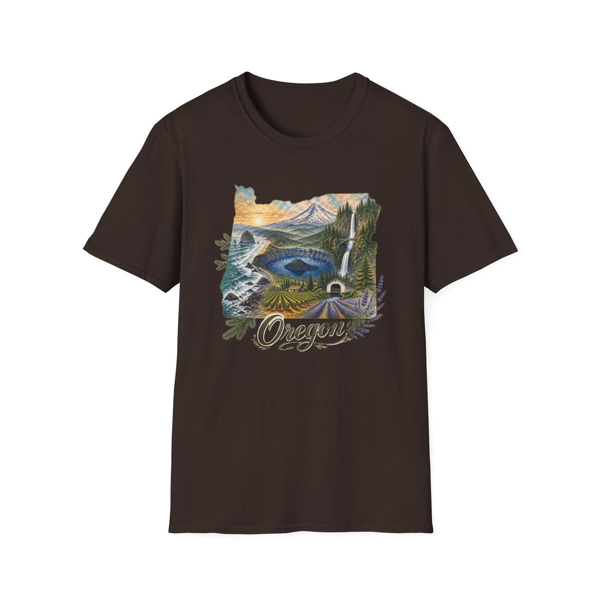 Oregon Crater Lake Mountains Travel Graphic Design Unisex 100 Cotton Gildan T-Shirt