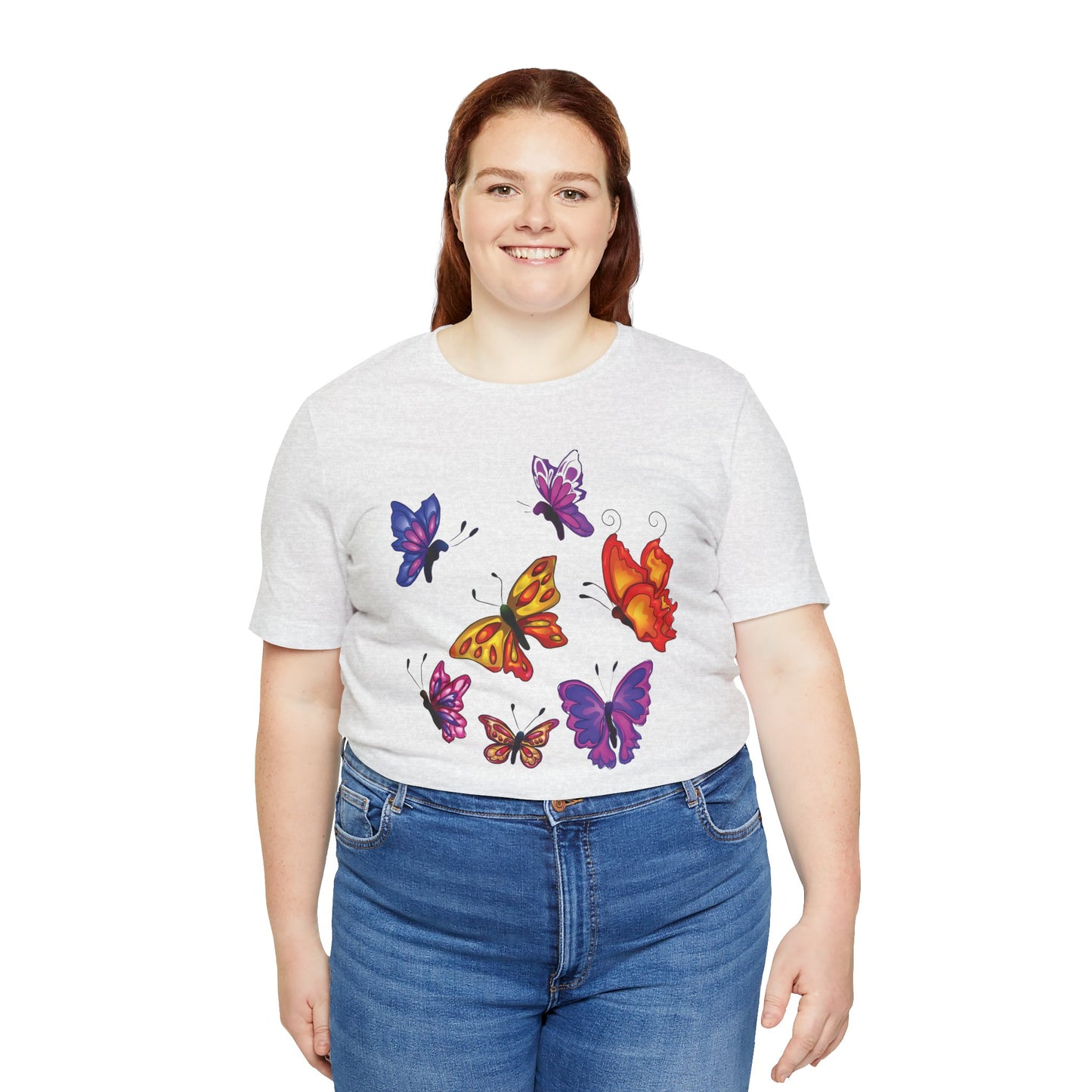 Cotton Tee Shirt with Butterfly Prints