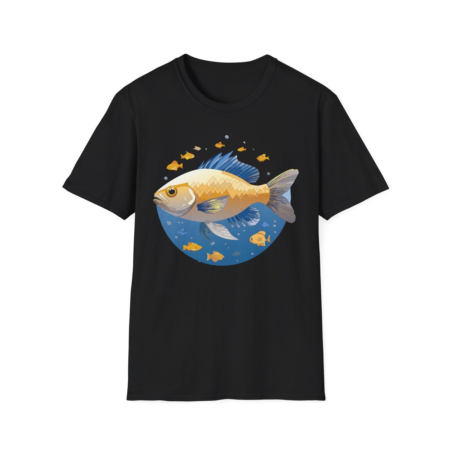 Fish Art Graphic Tee Shirt Unisex Gildan Softstyle 64000 100 Percent Ring Spun Cotton