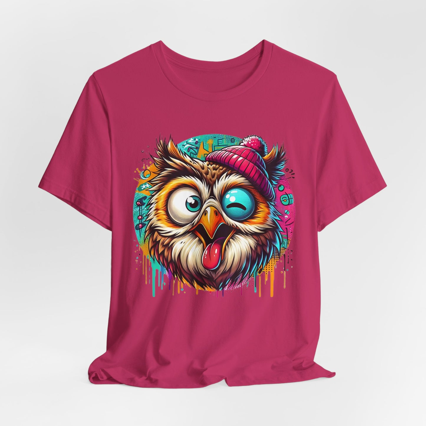 Colorful Owl Graphic Tee, Fun Owl Shirt, Funny Bird Shirt, Cute Cartoon Tees, Animal T-Shirt, Animal Tees, Art Design T-Shirt