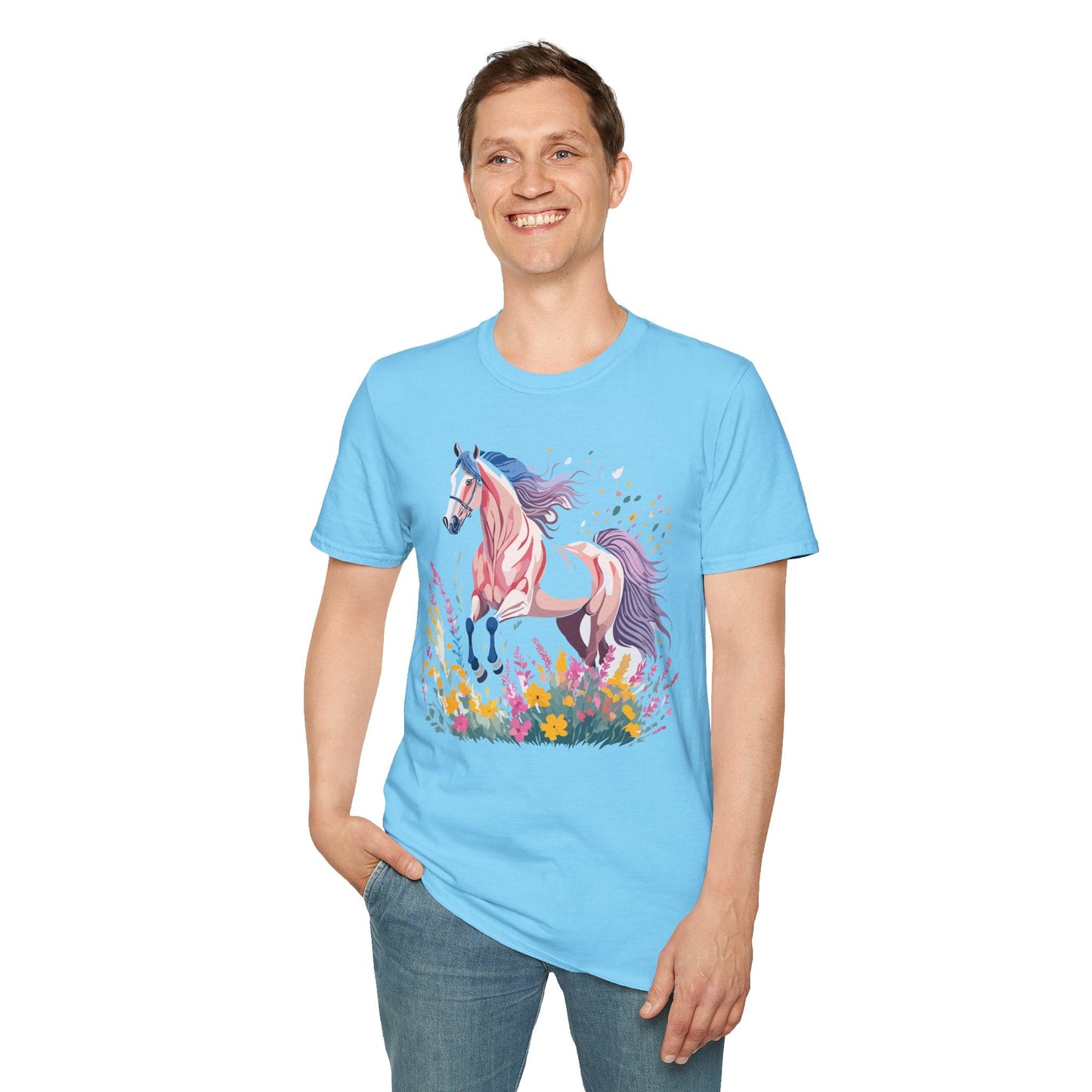 Horse Shirt Unisex Tee Animal Print Gildan Softstyle 64000 Ring Spun Cotton