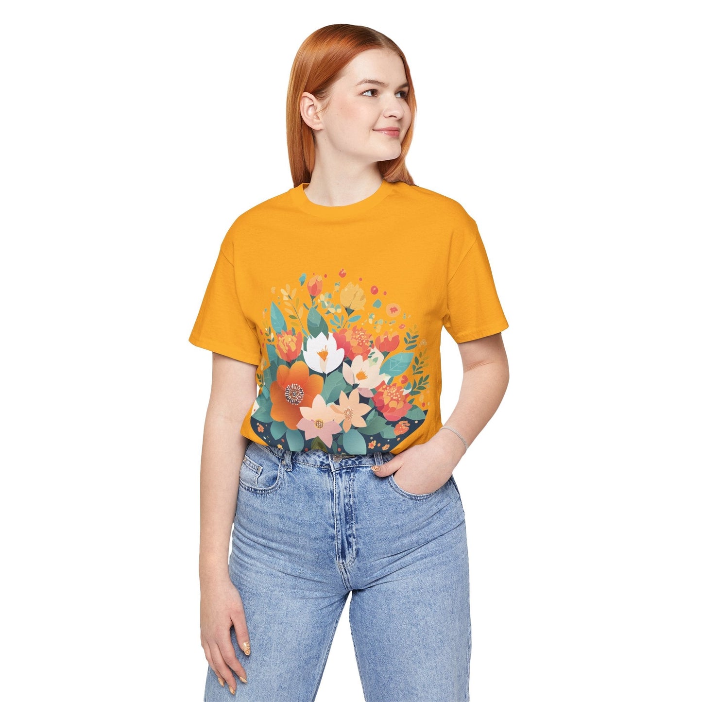 Floral Flowers Shirt Unisex Lightweight Breathable Jersey Tee Floral Pattern Short Sleeve