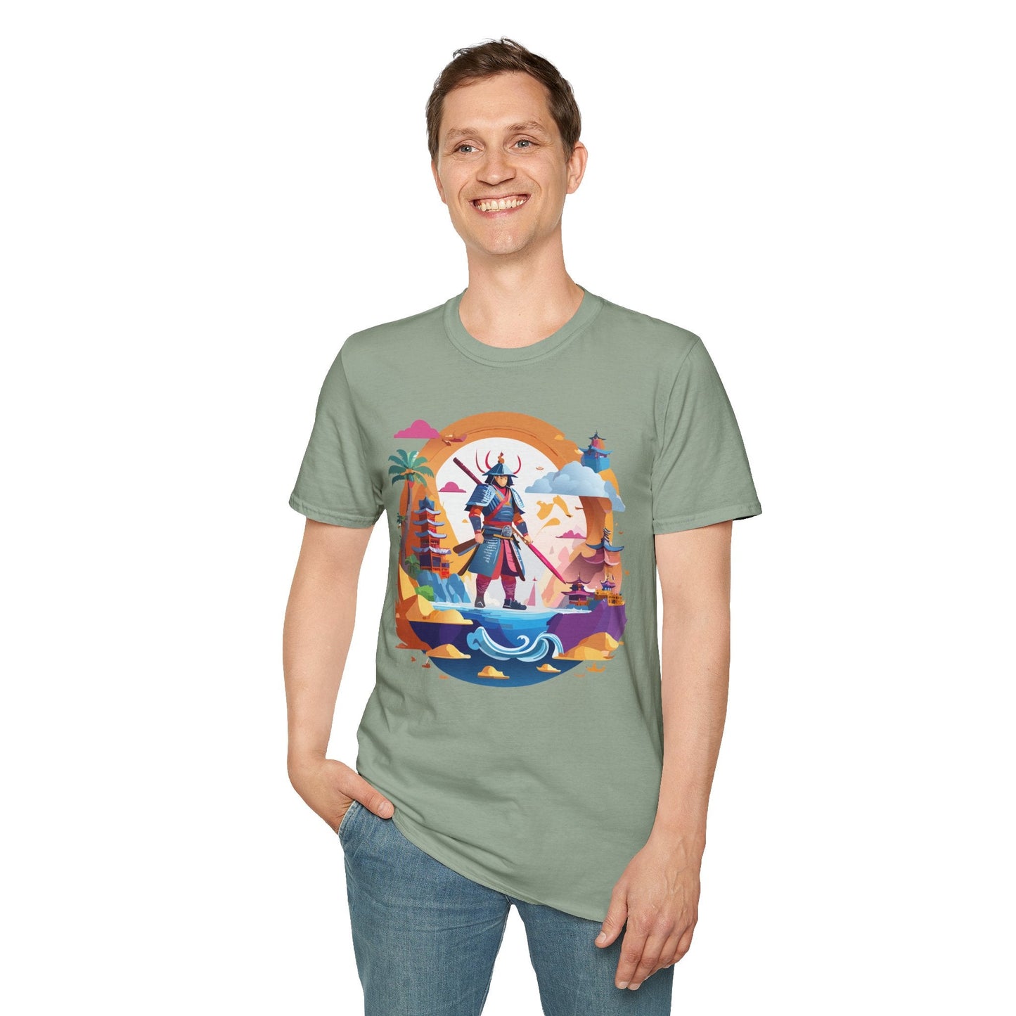 Samurai T Shirt Unisex Gildan Softstyle 64000 100 Percent Ring Spun Cotton Lightweight Tee
