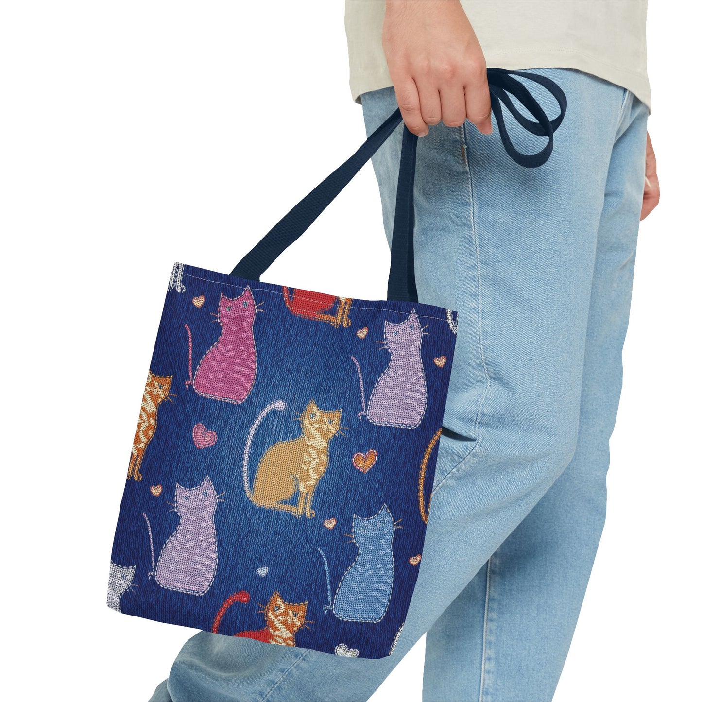 Love Day Graphic Design Denim Fabric Imitation Print Unisex Canvas Bag POLY 3 Sizes Tote Bag 201-20