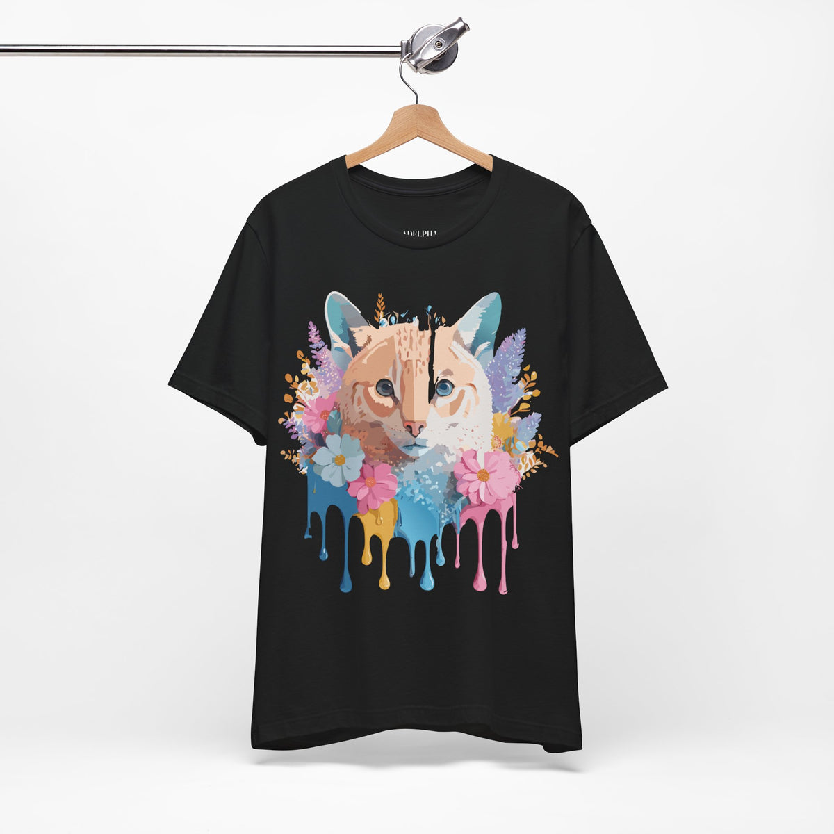 Cat Graphic Unisex Cotton Bella+Canvas Tee with Art Animal Design e104