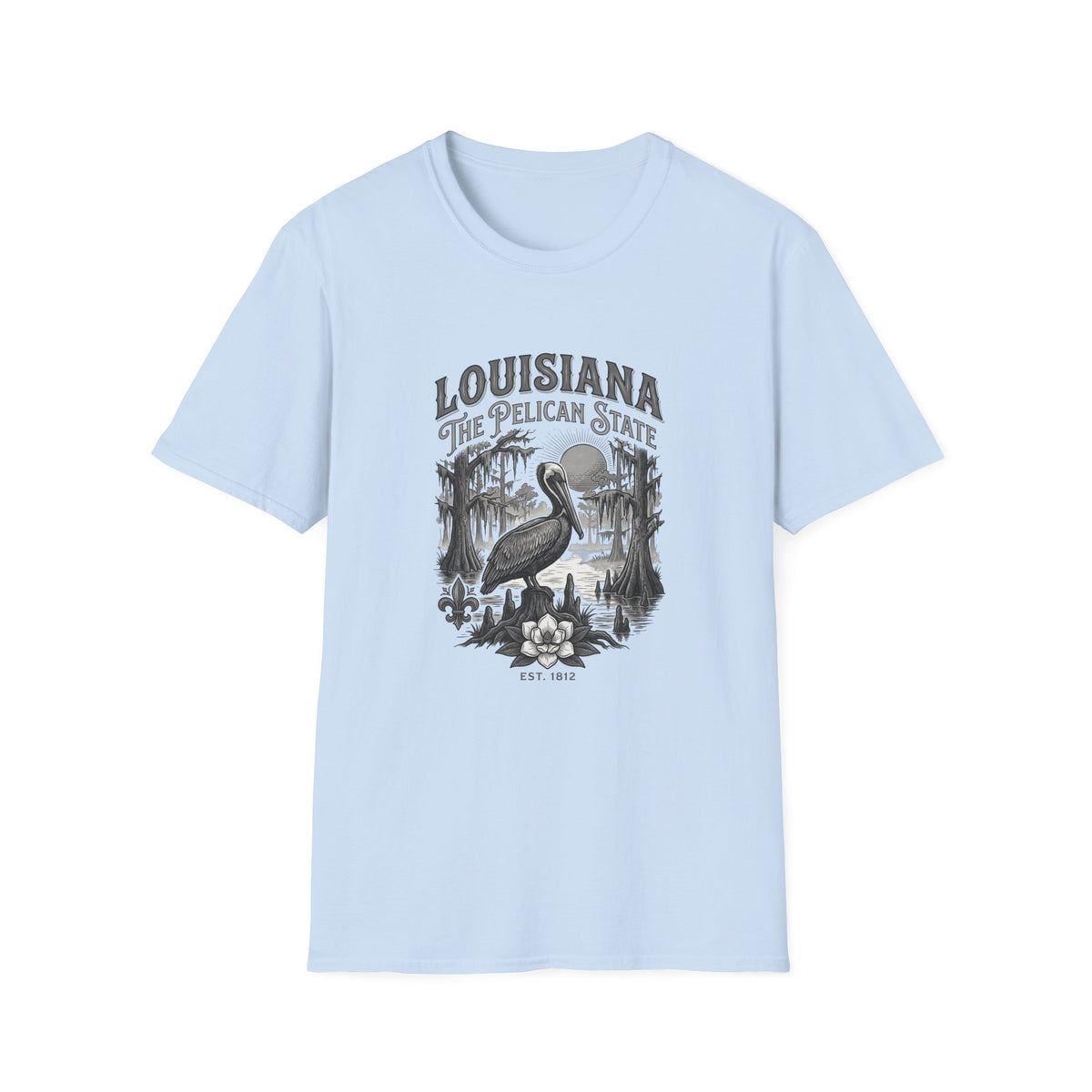 Louisiana Pelican State T-Shirt — Vintage Travel Tourist Graphic Design Unisex 100 Cotton Gildan T-Shirt