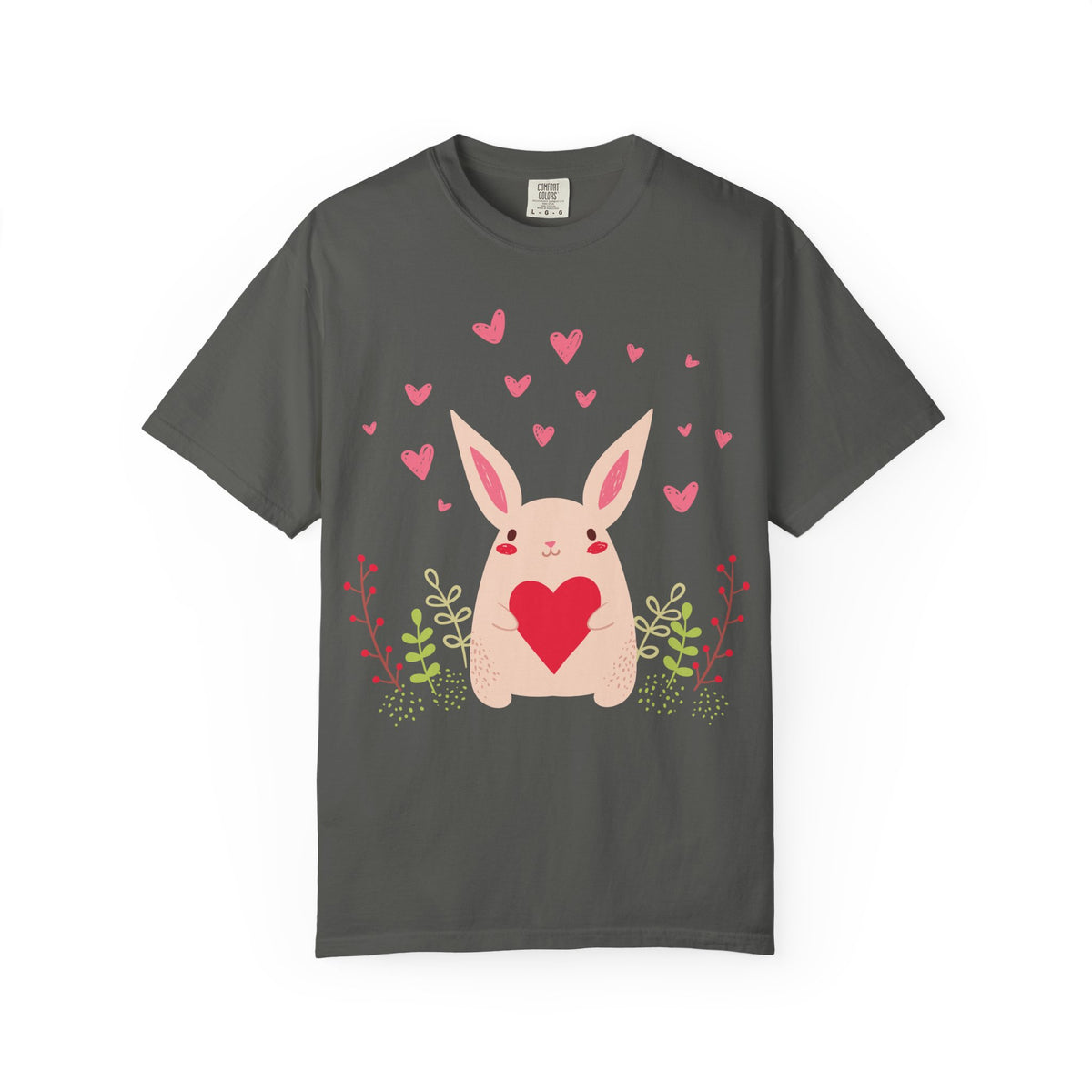 Easter Bunny Heart T-Shirt, Tee Shirt with Easter Signature, T Shirt with Easter Prints, Tee Shirt with Easter Design