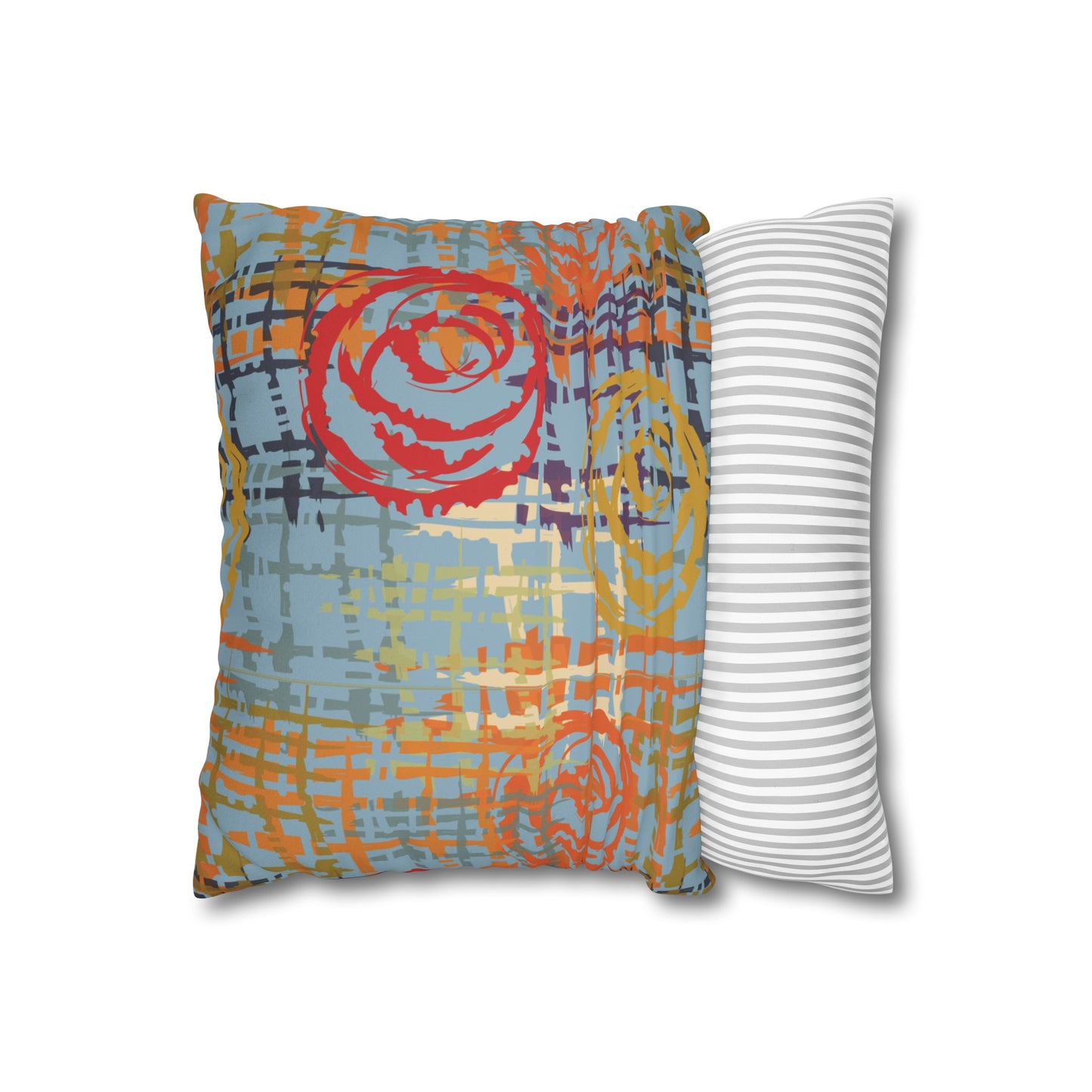 Faux Suede Pillowcase with Abstract print