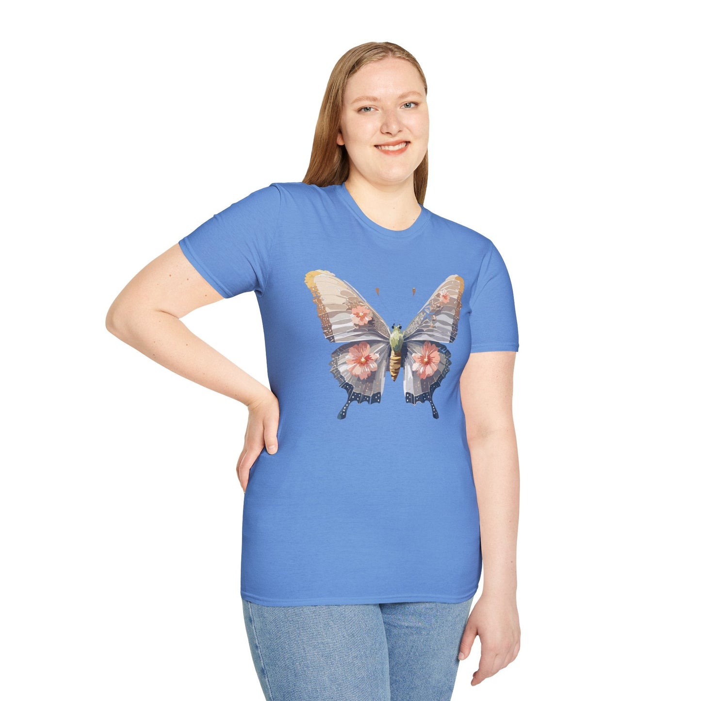 Butterfly T Shirt Unisex Monarch Design Gildan Softstyle 64000 100 Percent Ring Spun Cotton