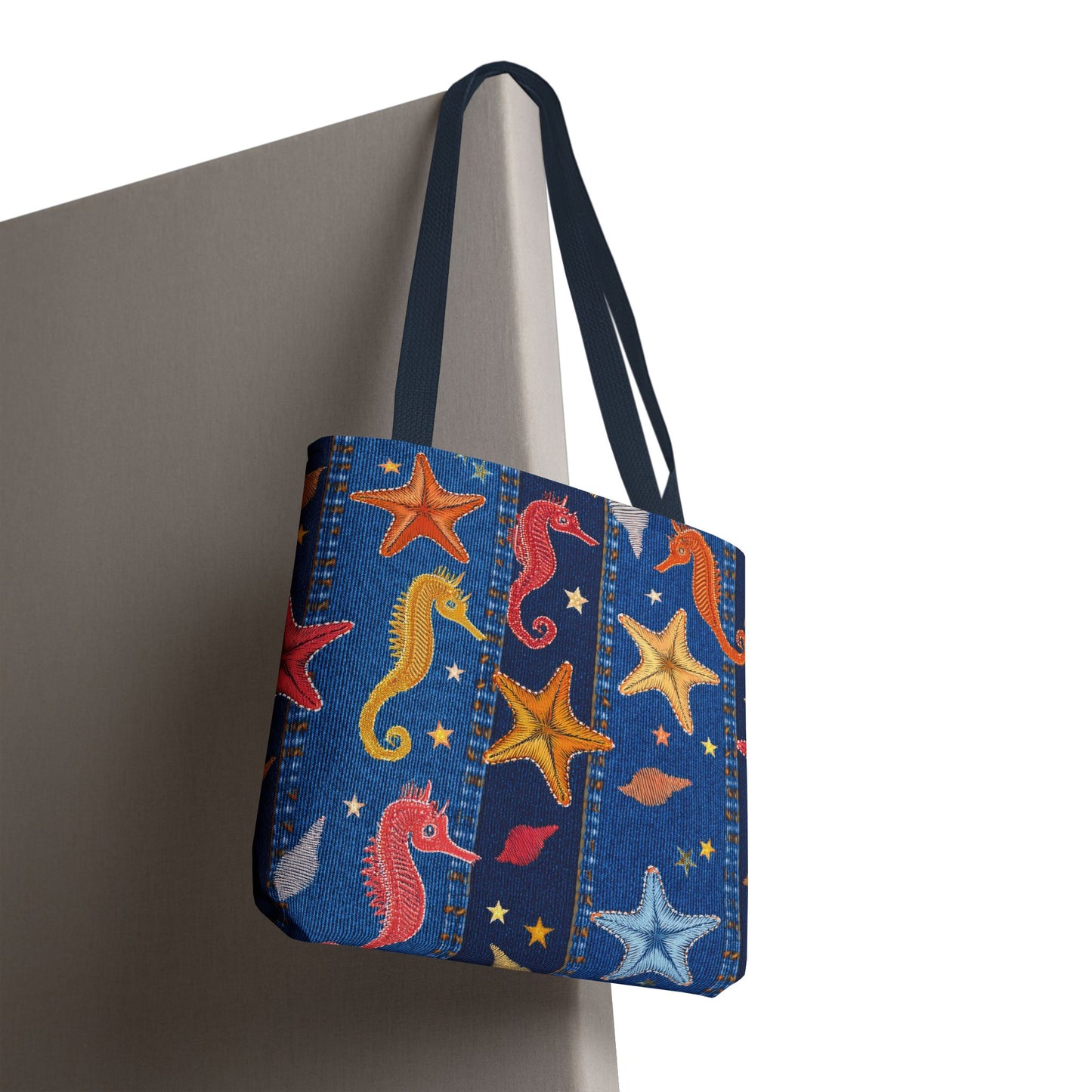 Denim Fabric Imitation Print Unisex Canvas Bag Poly Spun 3 Sizes Tote Bag 182-21