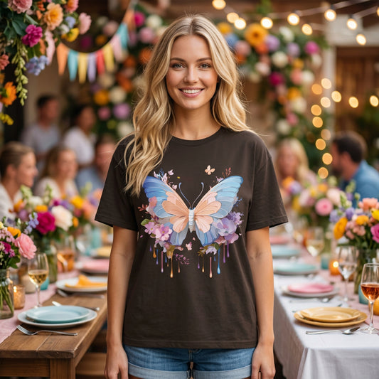 Butterfly Graphic Unisex Cotton Bella+Canvas Tee with Art Design n65