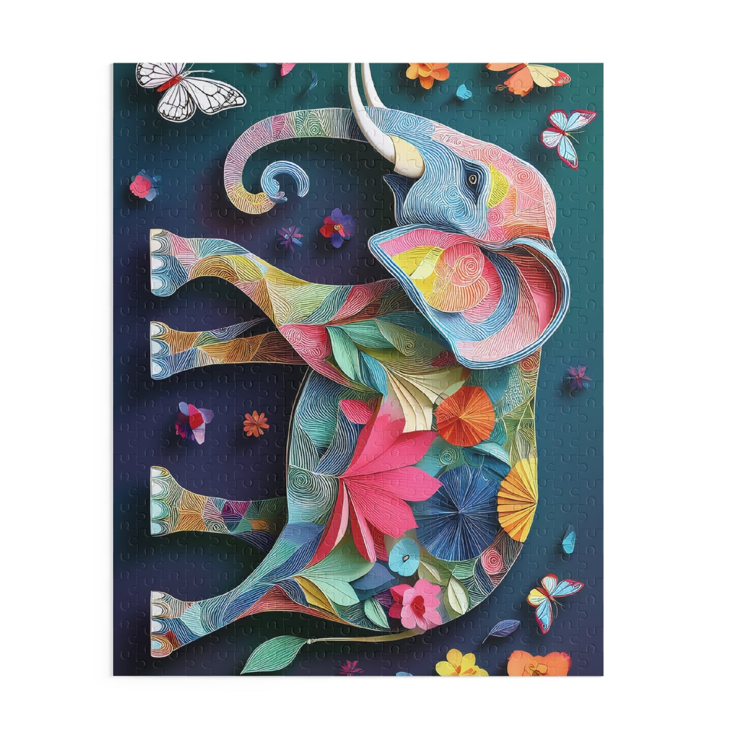 3D Floral Elephant Puzzle 500-Piece | Elephant Puzzle 500-Piece Ages 9+