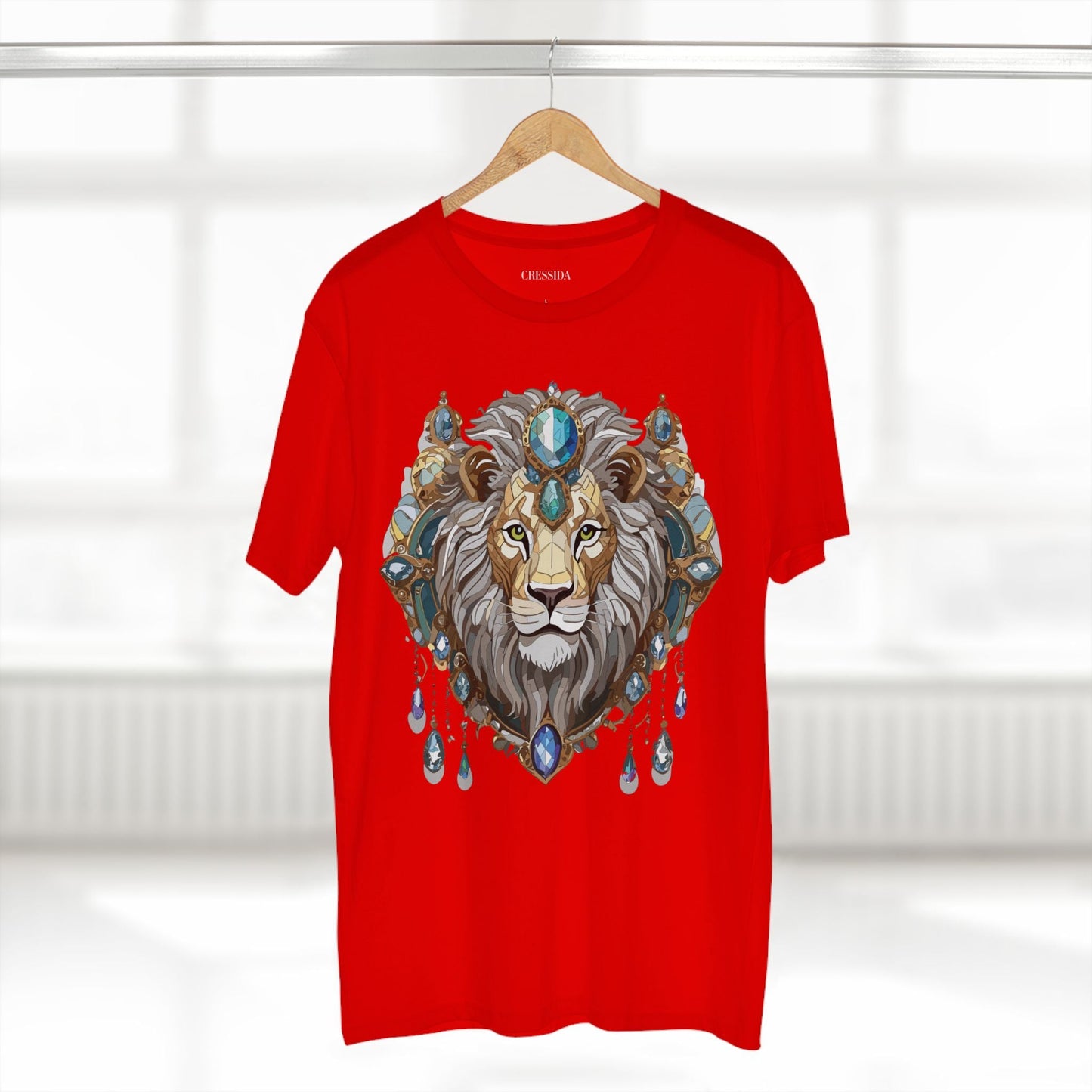 Lion Graphic Unisex 100 Cotton Tee With Unique Animal Golden Medallion Art Design 61