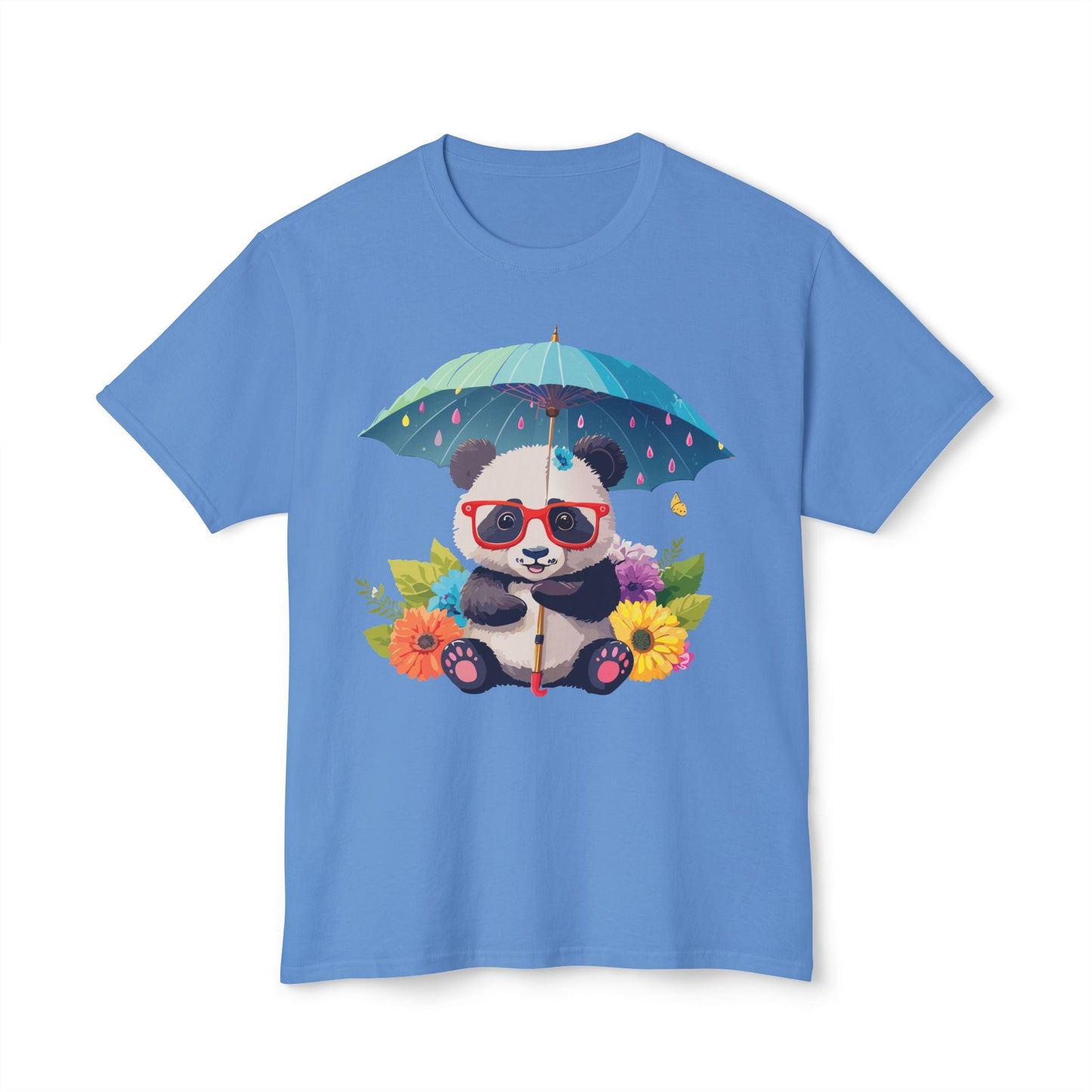 Panda Art T Shirt Unisex HD Cotton Tee With Floral Print Panda Design USA Printed Now
