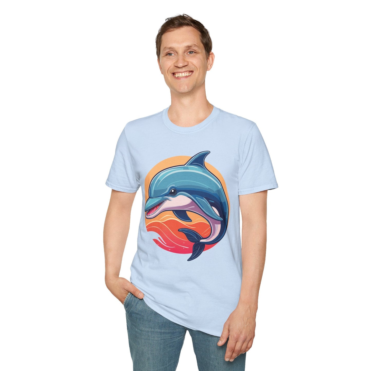 Unisex Dolphin Shirt Gildan Softstyle 64000 Tee 100 Percent Ring Spun Cotton Breathable Comfort