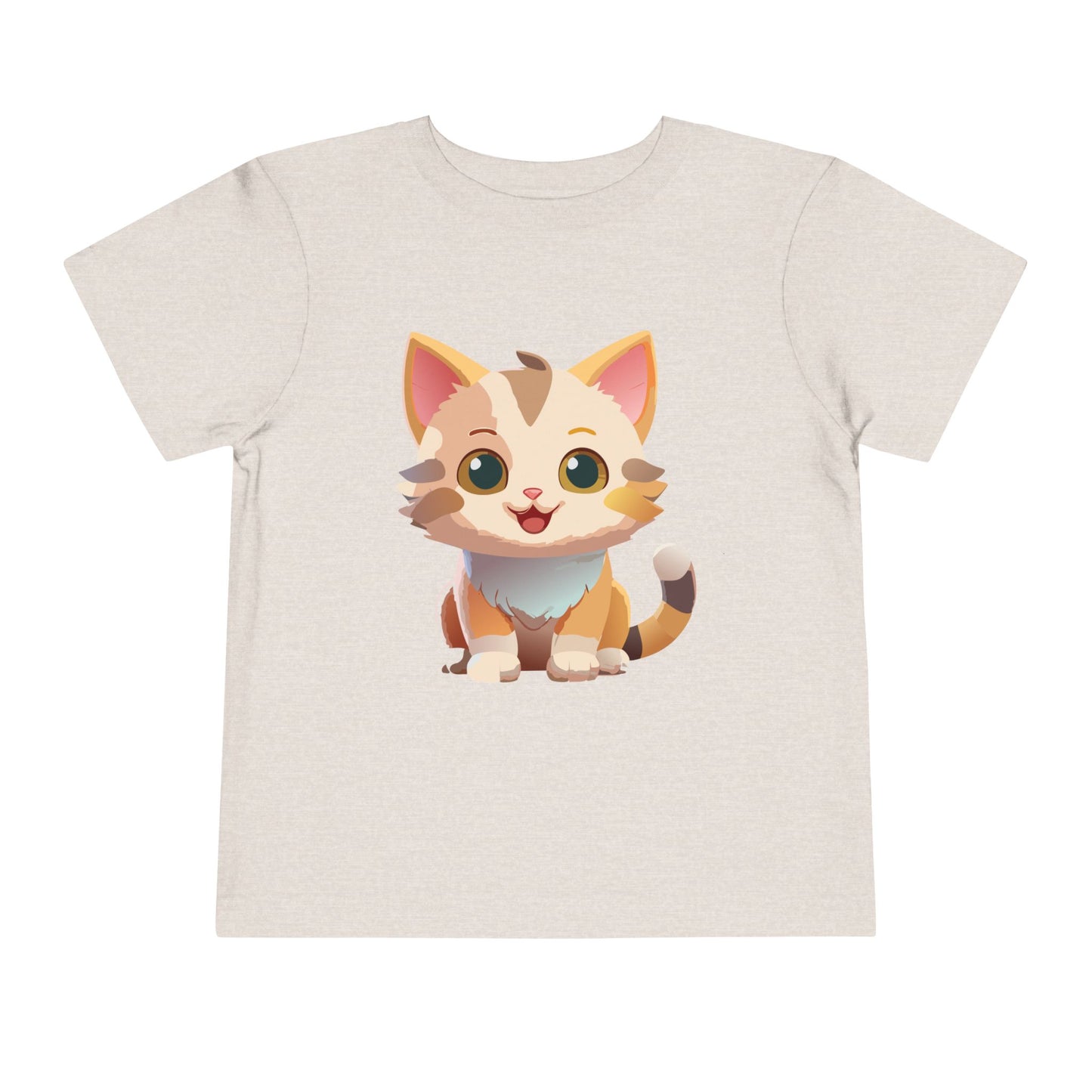 Cute Cat Toddler Short Sleeve Tee - Adorable Kitty Graphic Tee for Kids (2T-5T)