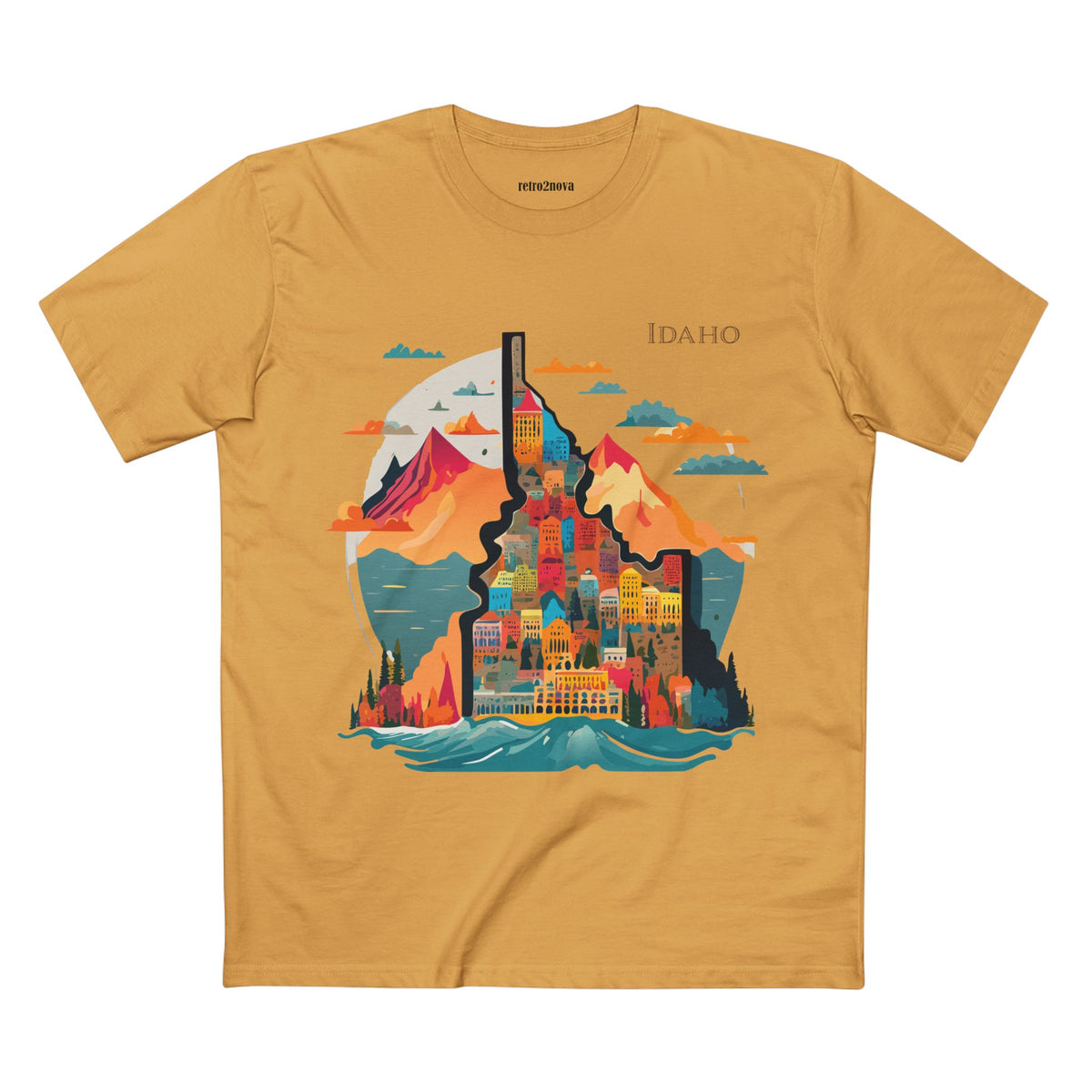 Idaho Mountain Cityscape T-Shirt | State Travel Graphic Tee