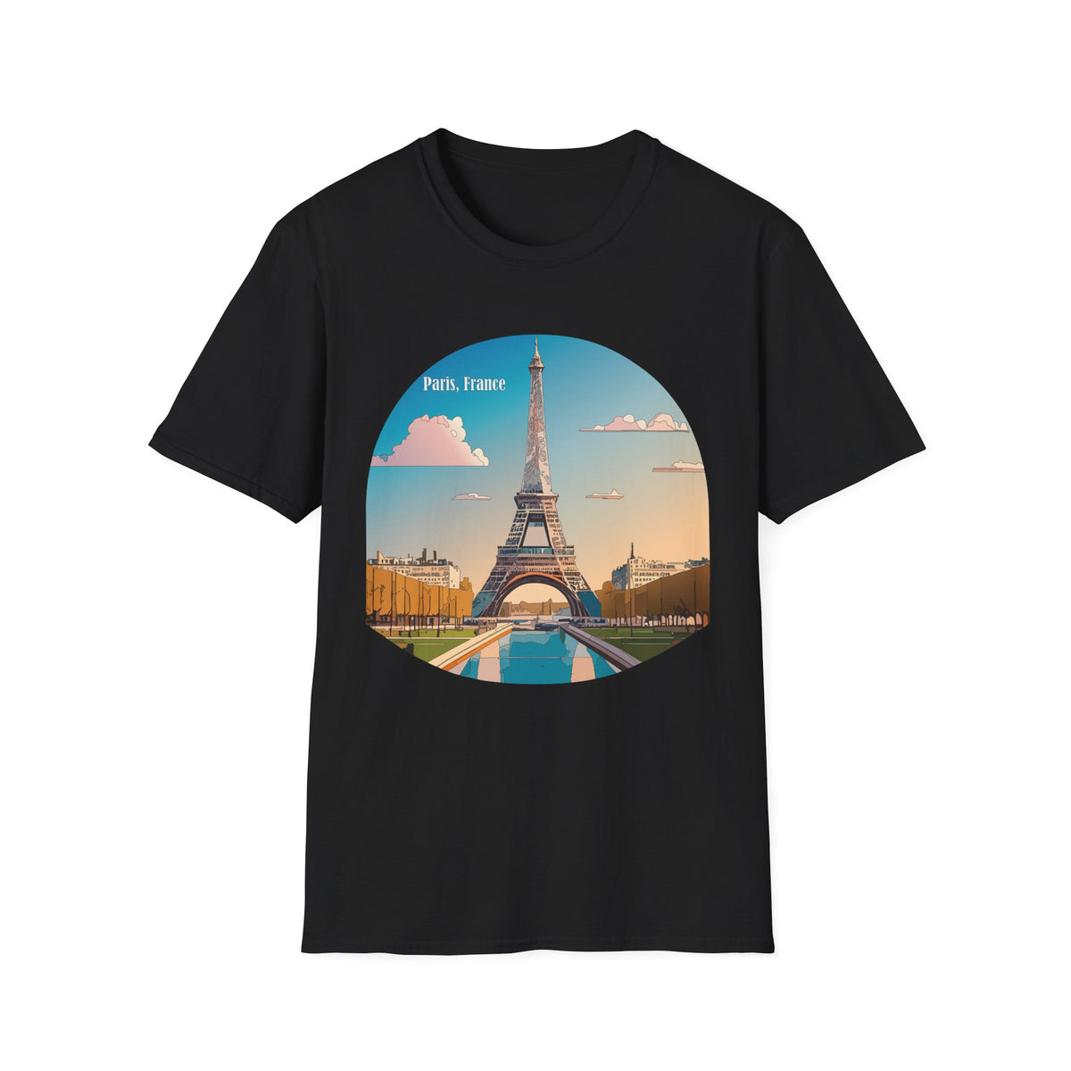 Paris Eiffel Tower Illustration T-Shirt | Paris, France Graphic Tee