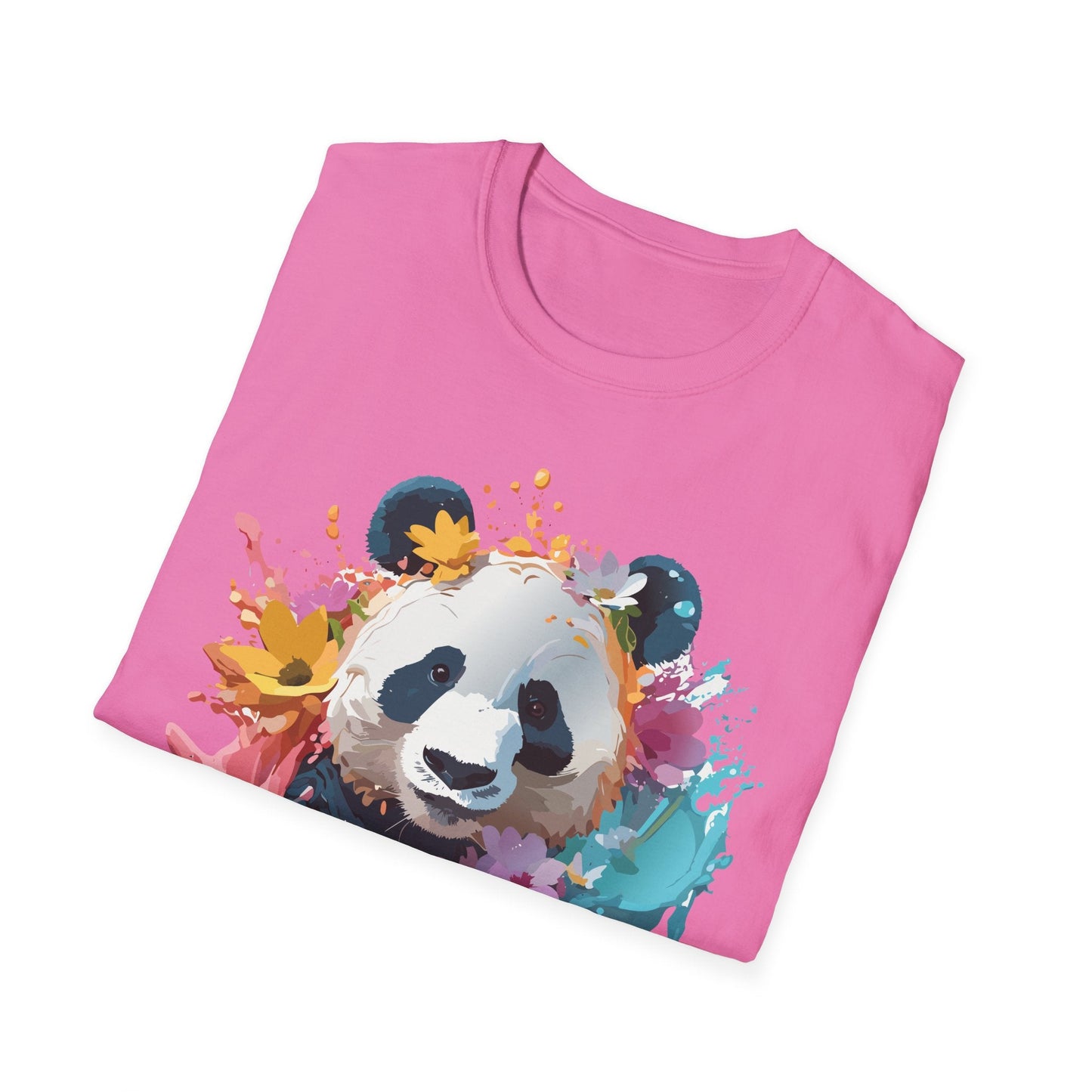 Unisex Panda Shirt Softstyle Tee 100 Percent Ring Spun Cotton Casual Animal Print