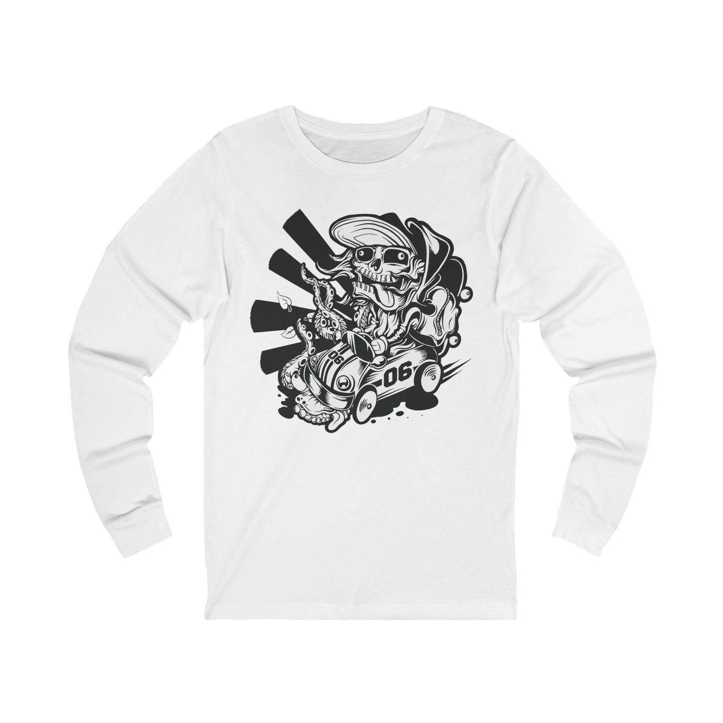 Creepy3 Unisex Skull Long Sleeve Tee, Skull Jersey Shirt, Skeleton T-Shirts with Long Sleeves, Skeleton Art Design Tees