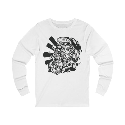 Creepy3 Unisex Skull Long Sleeve Tee, Skull Jersey Shirt, Skeleton T-Shirts with Long Sleeves, Skeleton Art Design Tees