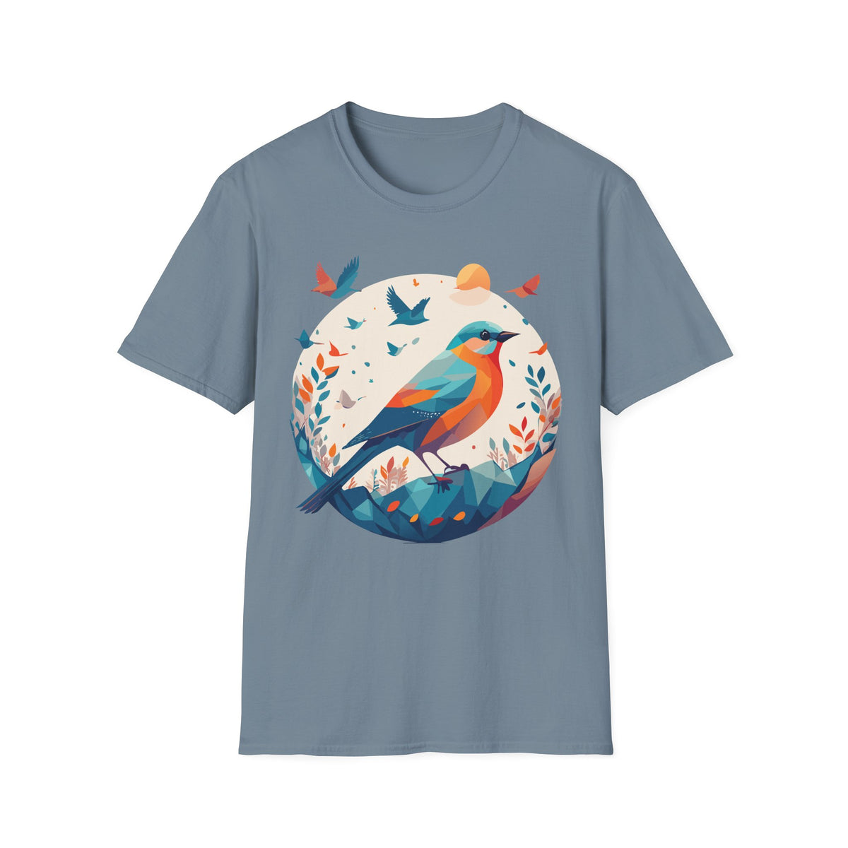 Colorful Geometric Bird T-Shirt | Vibrant Bird Illustration