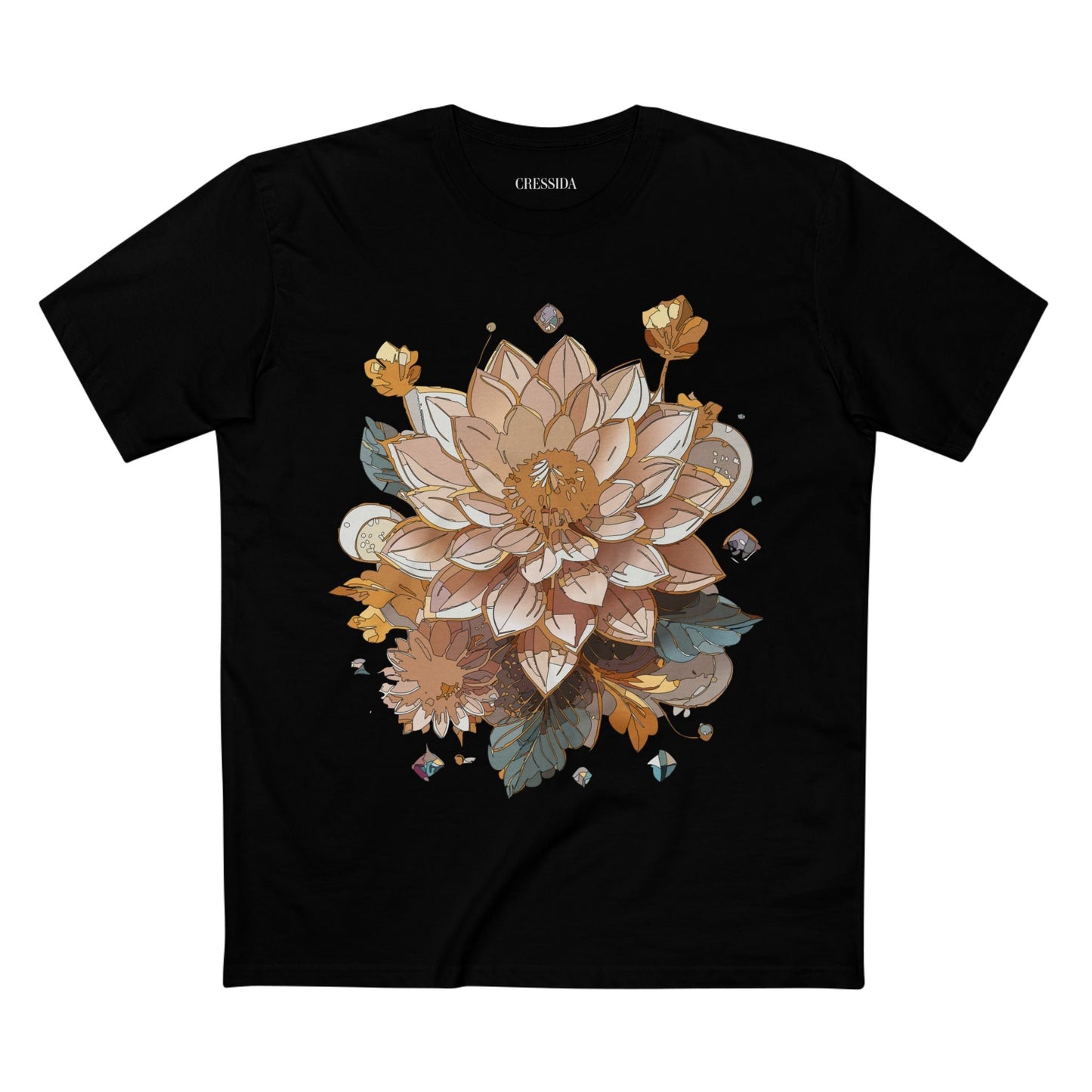 Floral Graphic T-Shirt Unisex 100 Cotton Art Design with Antique Flowers Tee 9