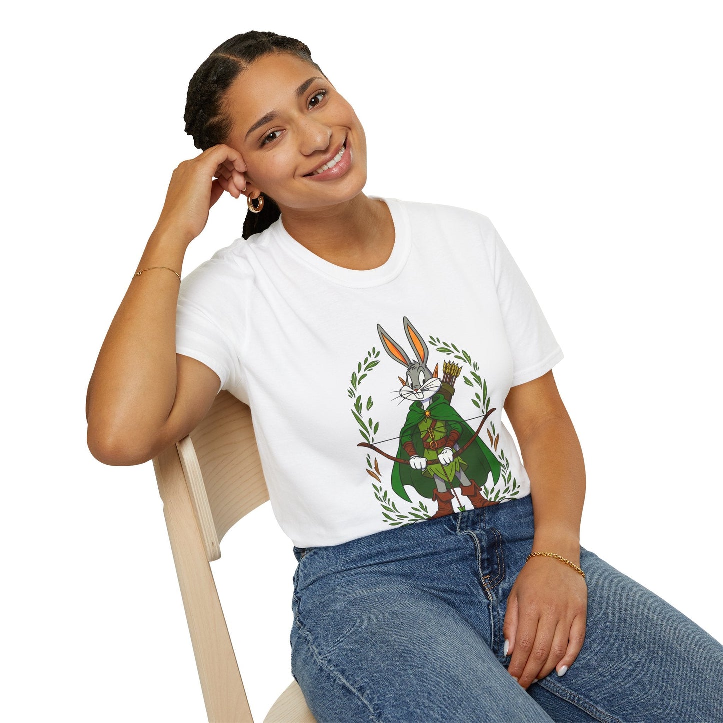 Bugs Bunny T Shirt Cartoon Art Tee Unisex Gildan Softstyle 64000 100 Percent Ring Spun Cotton