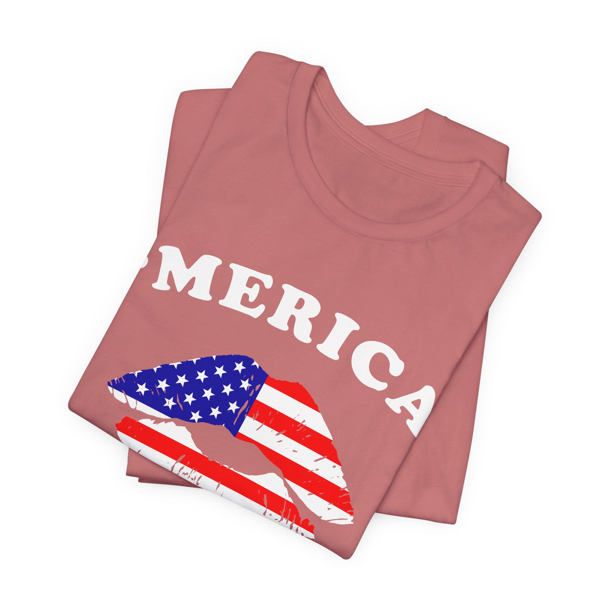 Merica Flag Lips Tee American Flag Lip Graphic Unisex Cotton T-Shirt a9