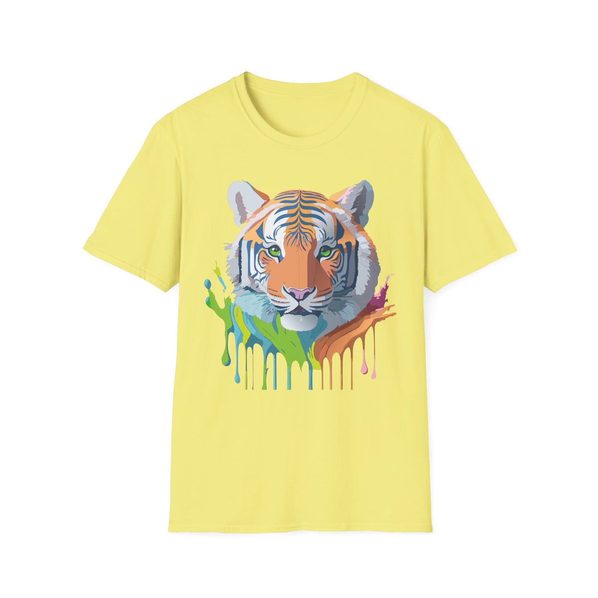 Colorful Tiger Head T-Shirt | Watercolor Drip Animal Shirt