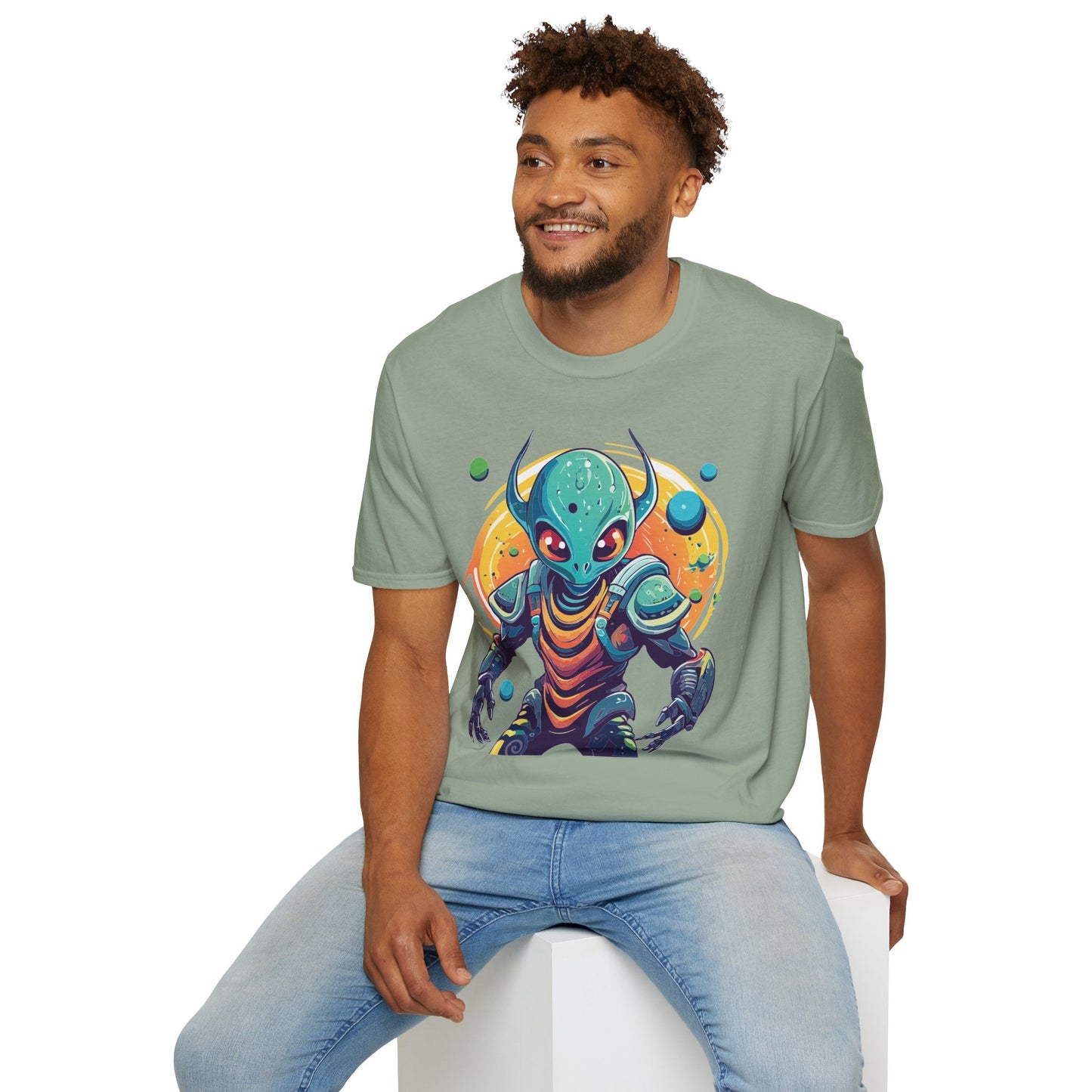 Alien Cosmos Shirt Unisex Softstyle Tee With Alien Art Design Space Theme Graphic Tee