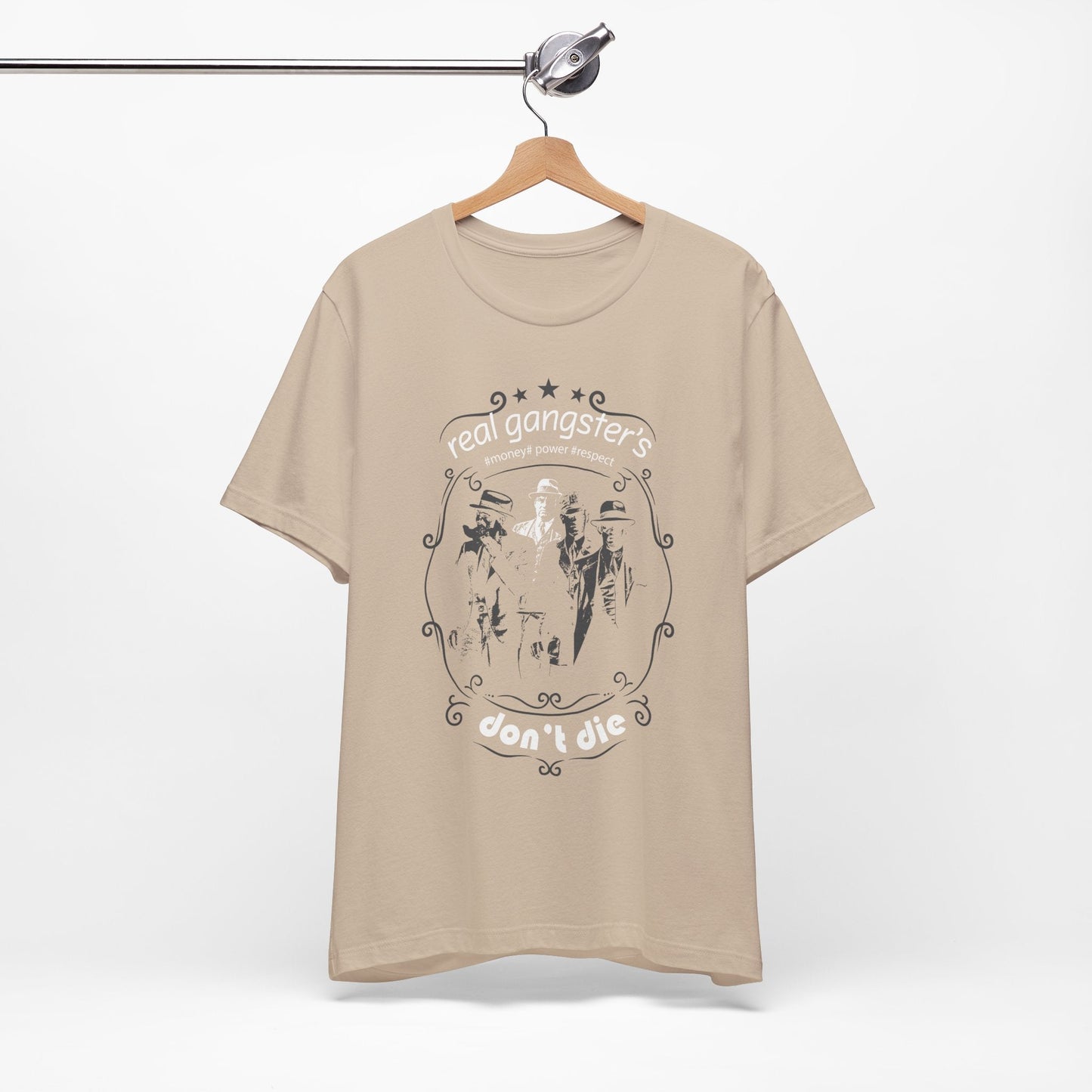 Real Gangsters Don't Die T-Shirt Vintage Outlaw Illustration Retro Biker Tee A-3